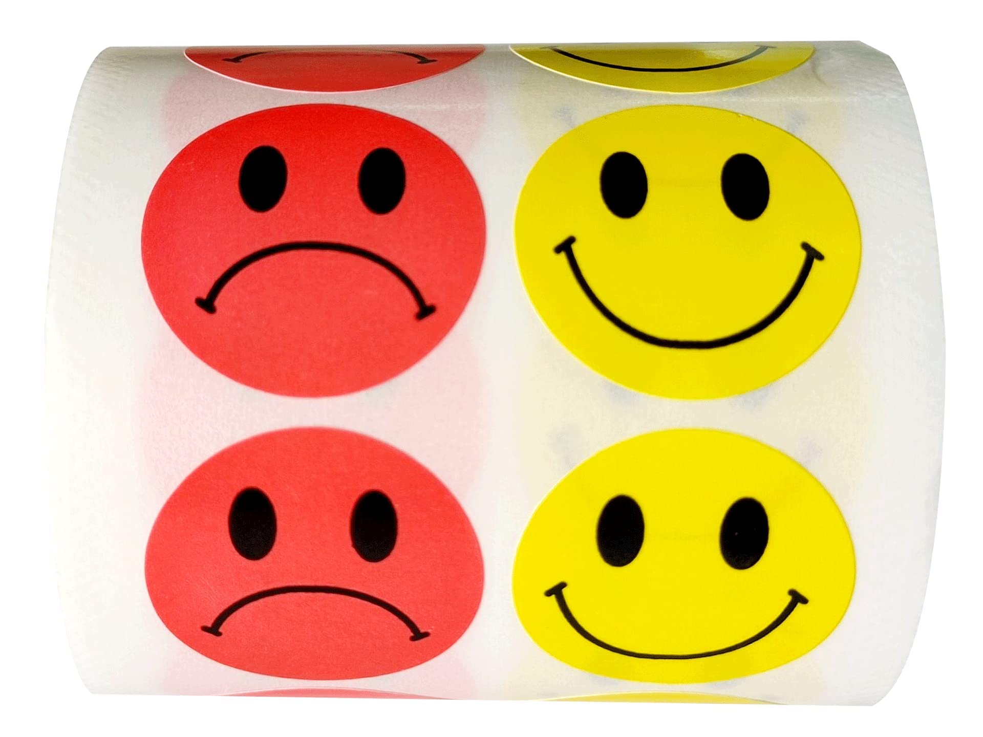 Yellow Smile Face Happy Stickers and Red Sad Frowny Face Stickers for Teachers 1 Inch Round Circle Dots 500 Teacher Kids Reward Labels Happy Face Thank You Labels Funny Face Stickers