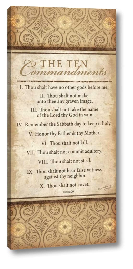 The Ten Commandments by Jennifer Pugh 7" x 16" Gallery Wrapped Canvas Wall Art Print - Ready to Hang