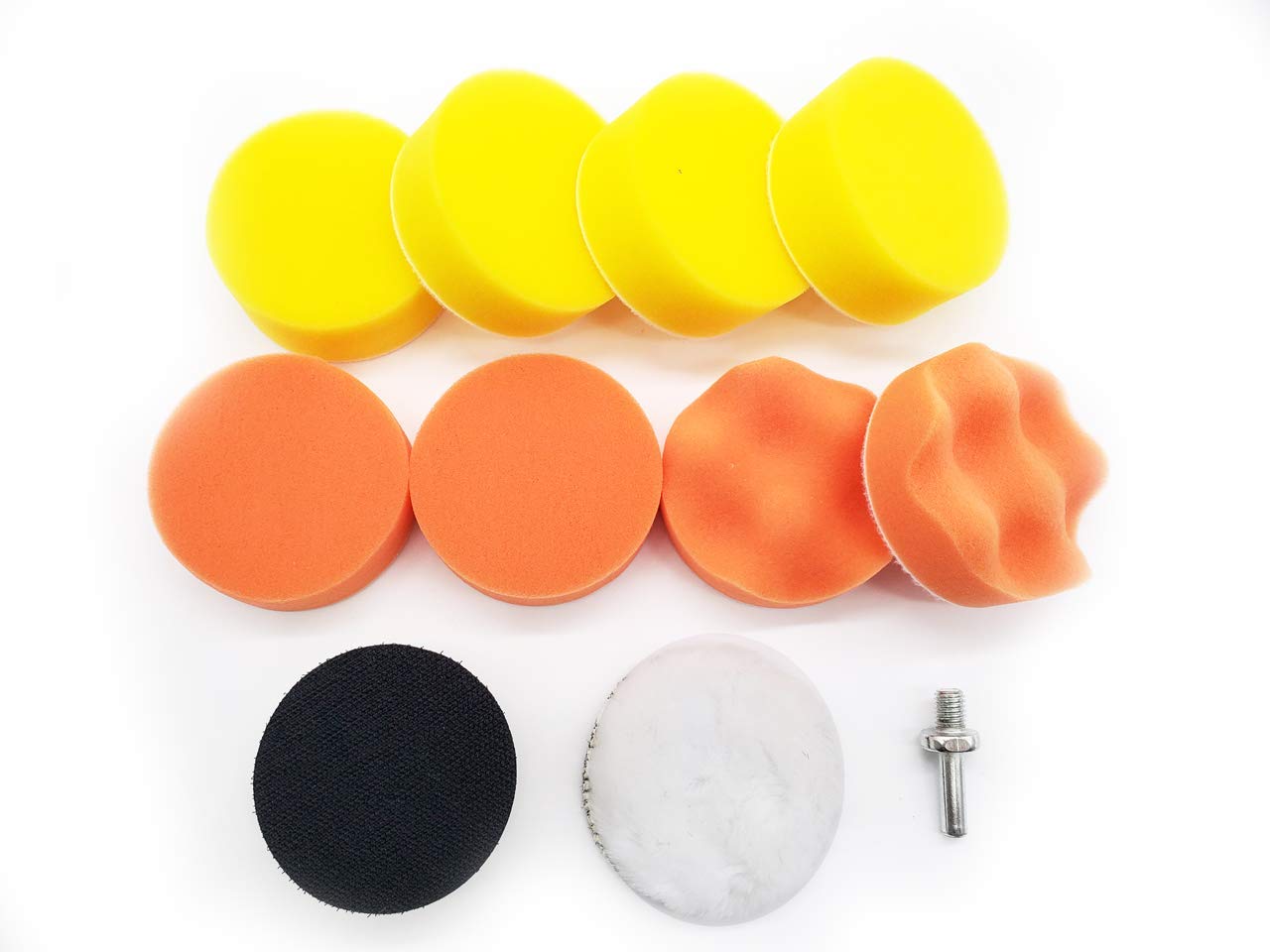 STHIRA® Polishing Pad and Hand Buffer Set with Drill Adapter for Car Polish Buffing, 3-inch (Pack of 10 Pieces)