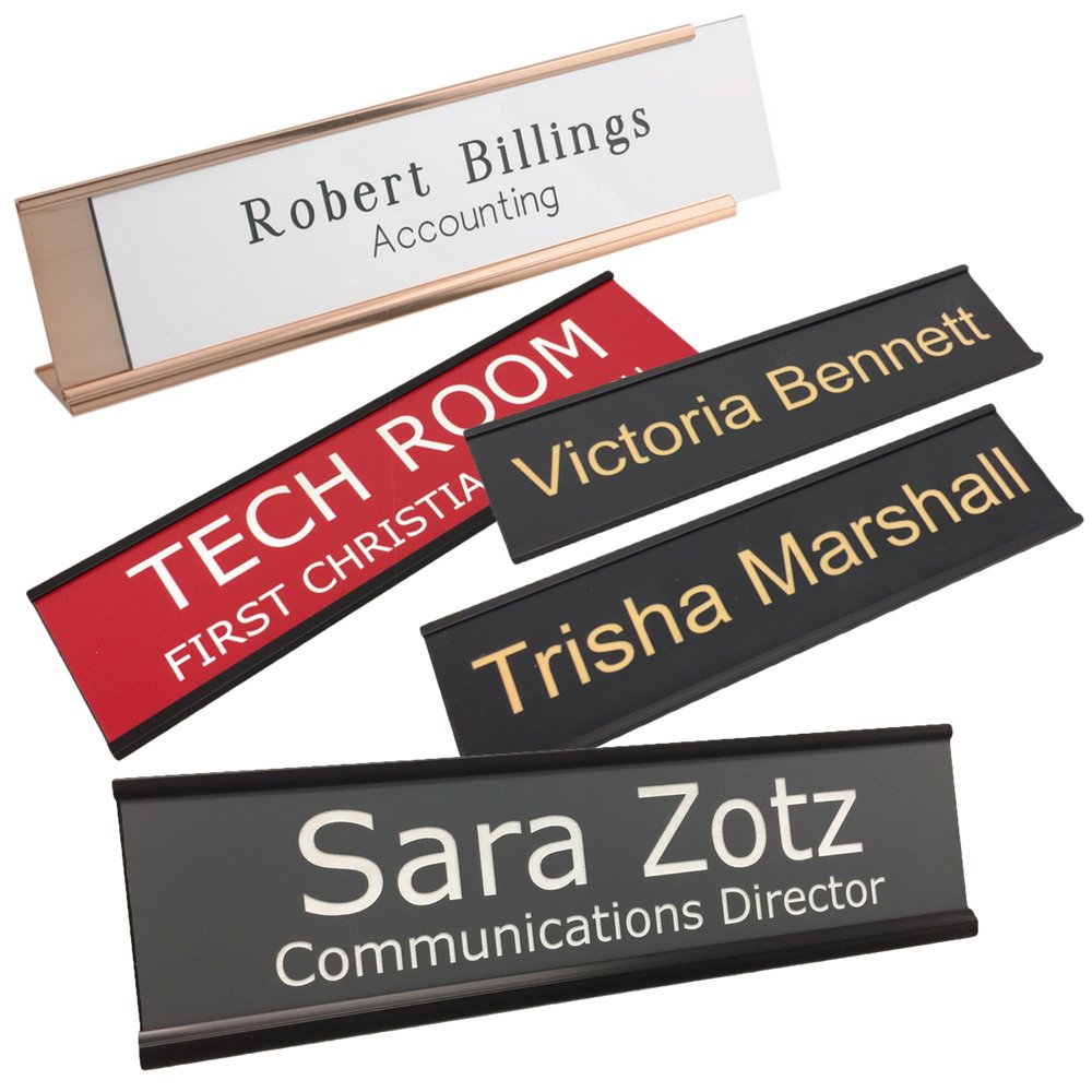 Personalized Name Plate with Wall or Office Desk Holder - 2x8 - Customized