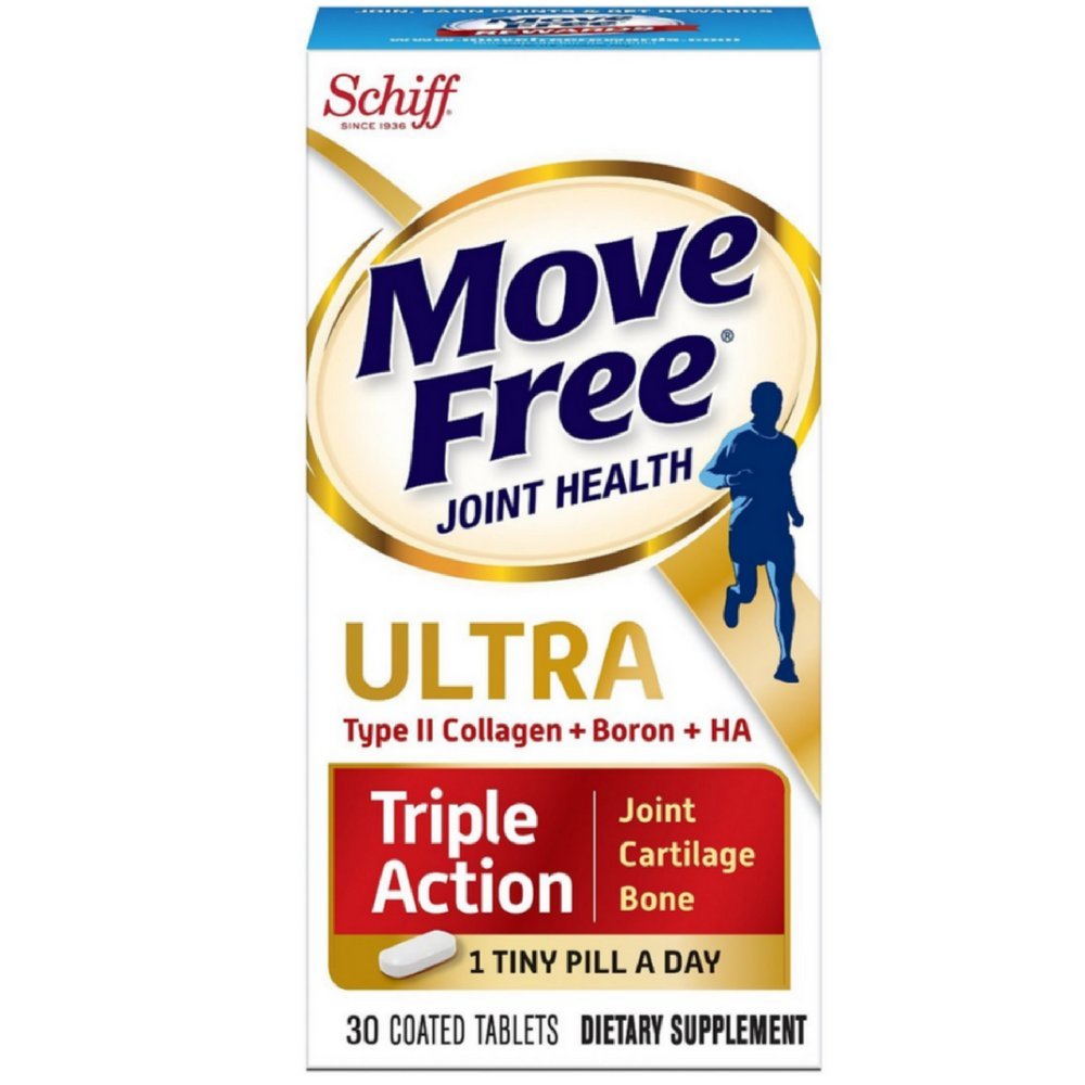 MoveFree Ultra Triple Action, Joint Health Supplement with Type II Collagen, Boron and HA 30ea (Pack of 4)