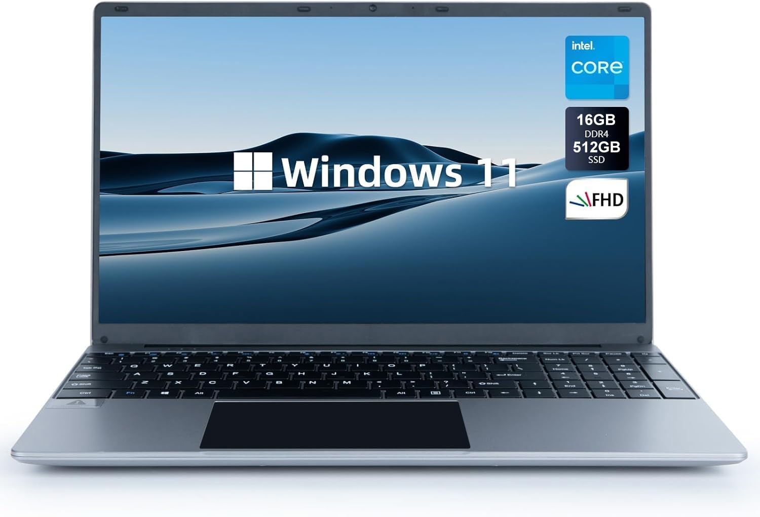 Laptop Computer, Traditional Laptop Computer, 16GB DDR4 512GB SSD, Celeron Quad-Core Processors, 15.6" 1080P FHD Laptops, 38000mWh Battery, WiFi, Type-C, TF Card, Mini-HDMI