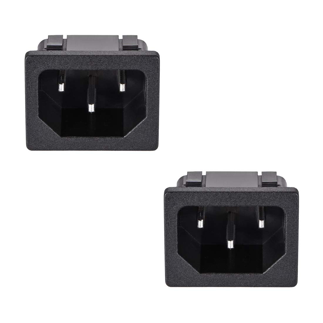 uxcell C14 Panel Mount Plug Adapter AC 250V 10A 3 Pins IEC Inlet Plug Power Connector Socket Straight Pack of 2