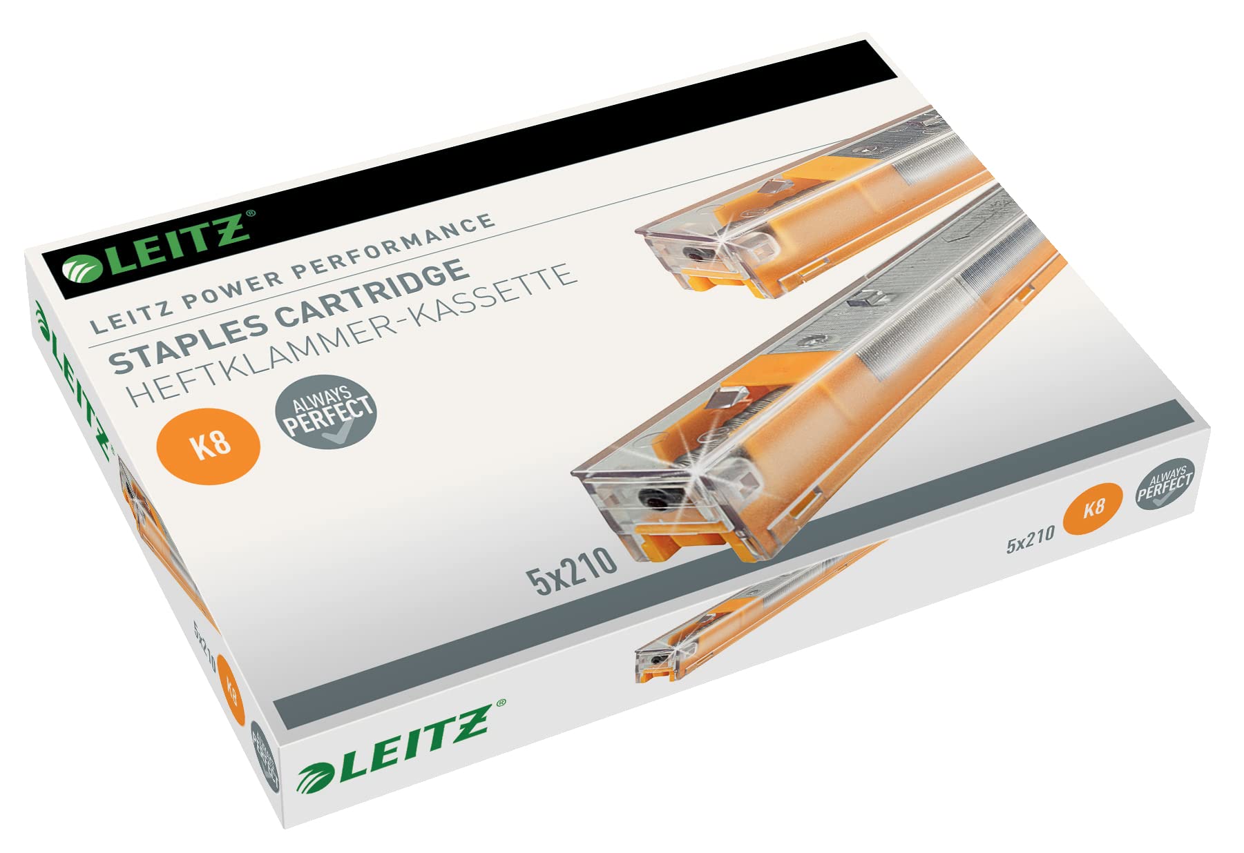 Leitz55920000 K8 Power Performance Stapler Cartridge, 40 Sheet Capacity, Strong Steel, 1050 Staples, Length 8 mm