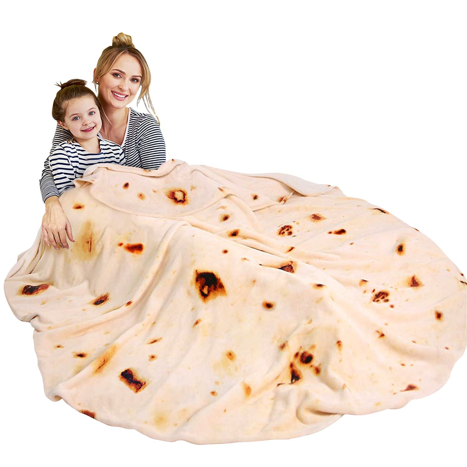 hatisan 71 inch Giant Burrito Tortilla Blanket Double Sided, Tortilla Blanket Adult Size Funny Blankets Food Blankets for Adult Kids, Realistic Food Throw Blanket Kids Throw Blanket