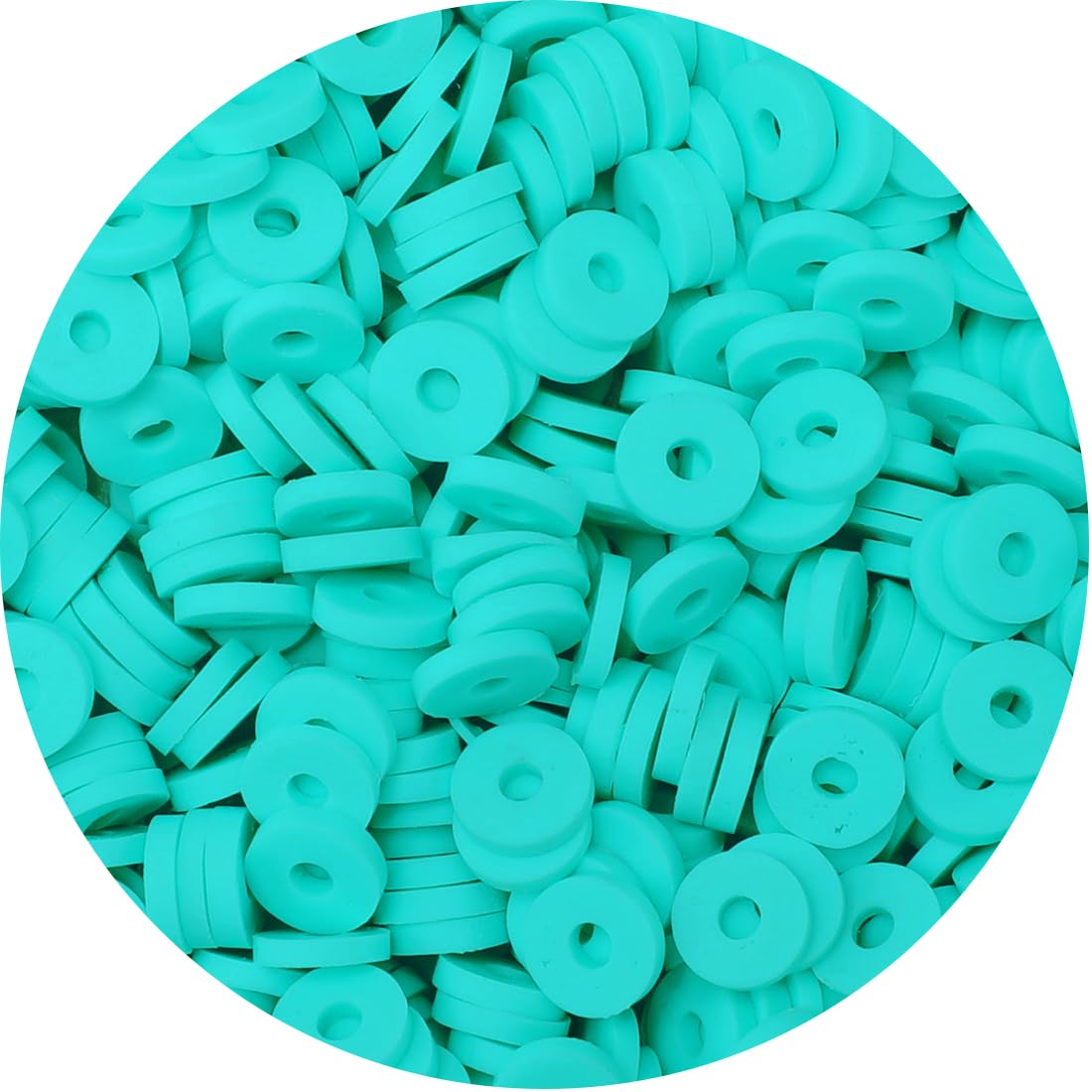 Bundooraking2000+pcs Cyan Clay Beads (6mm), Round Beads for Jewelry Making, Heishi Beads for Bracelets, Necklace Earring Accessories