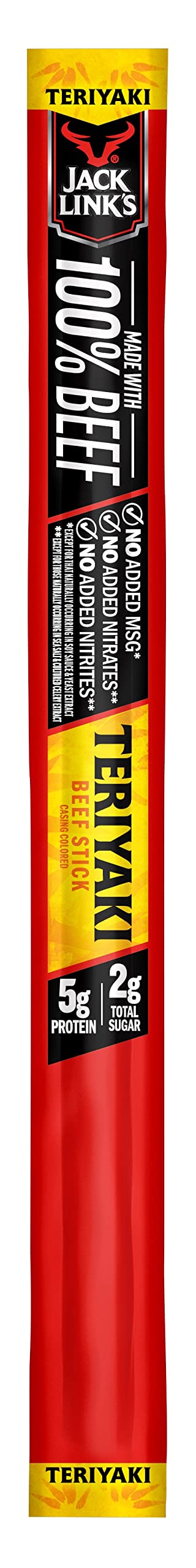 Jack Link'sBeef Sticks, Teriyaki, 1 Count - Protein Snack, Meat Stick with 5g of Protein, Made with Premium Beef, No Added MSG, 0.92 Ounce