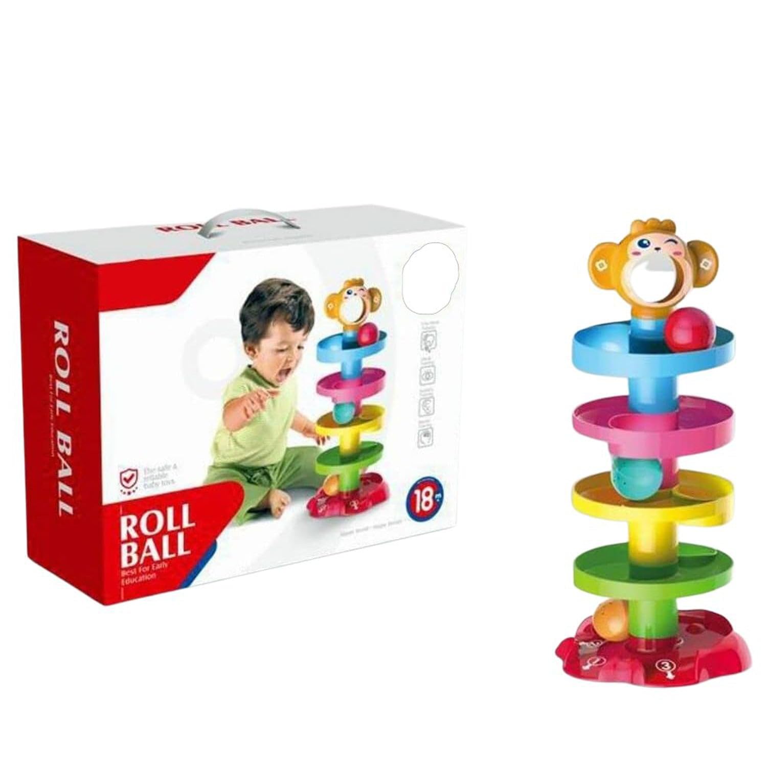 FITTO Roll Ball Toy for Kids - Educational 5- Layer Swirling Tower for Motor and Cognitive Skills Development