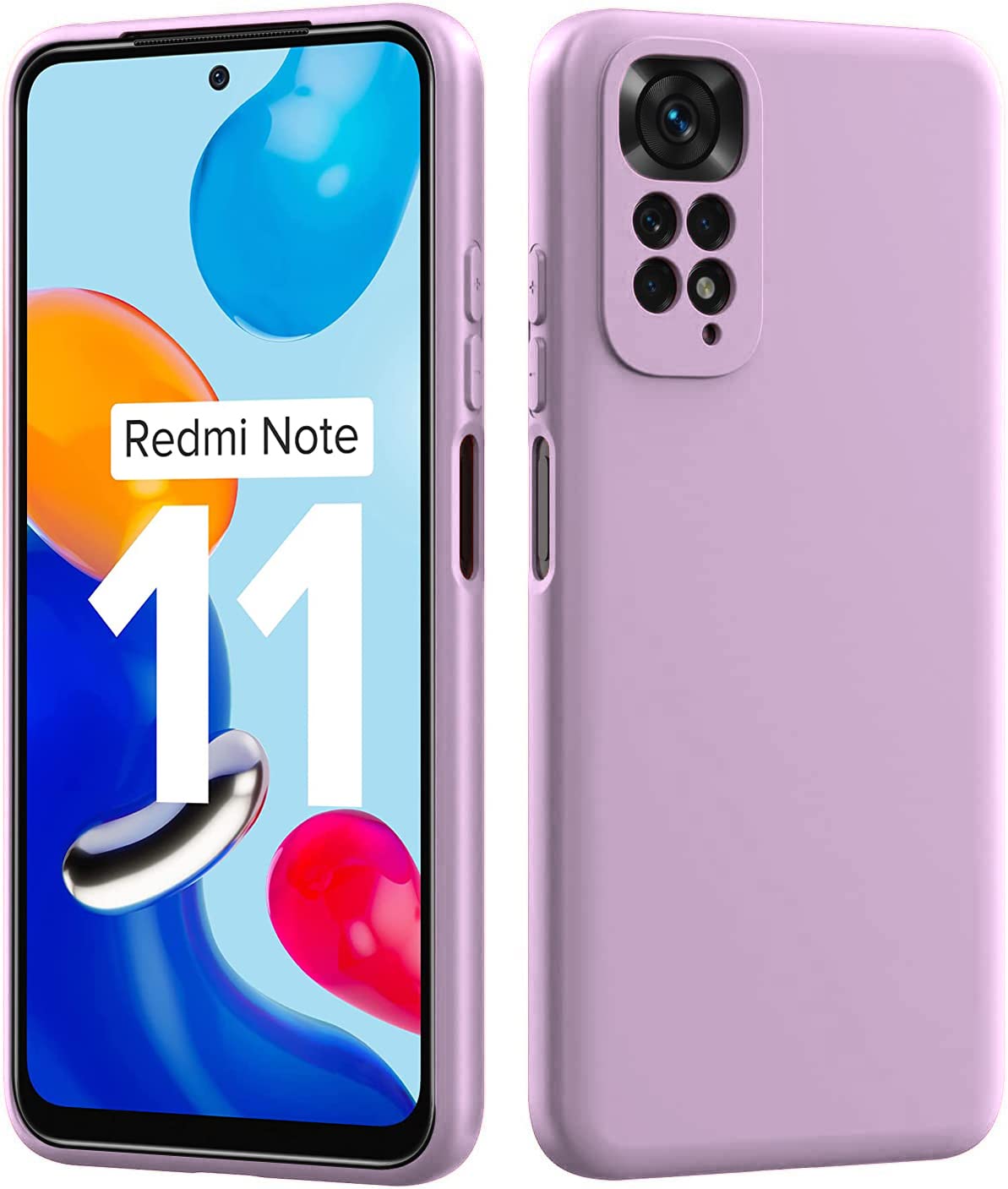 LOXXO® Liquid Silicone Case with Microfiber Cushioning Compatible for Redmi Note 11/ Note 11s Shockproof Slim Back Cover, Gel Rubber Full Body Protection - Lilac