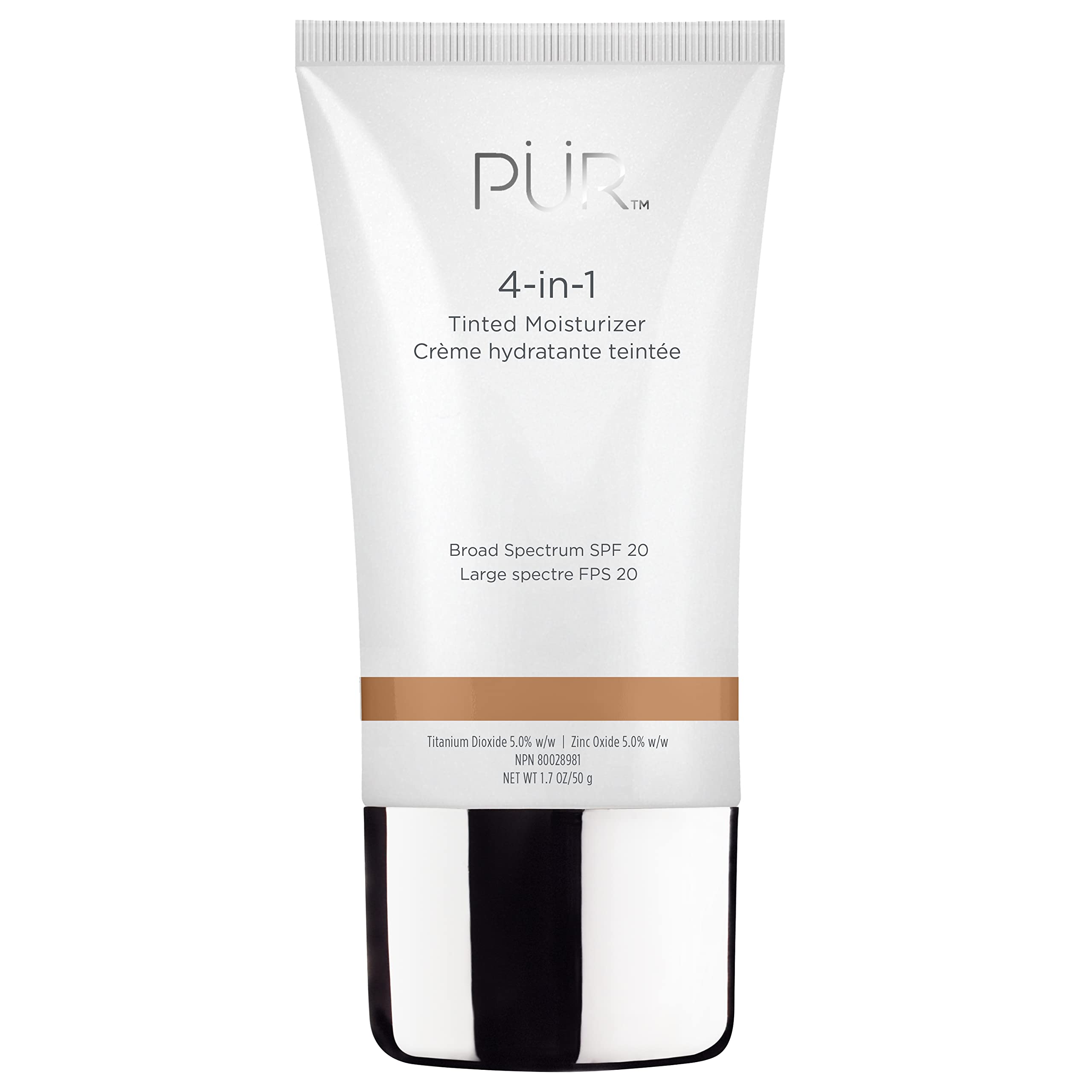 PÜR 4-in-1 Mineral Tinted Moisturiser, Broad Spectrum SPF 20, Moisturiser, Primer, Foundation & Sun Protection All In One, Infused with Powerful Hydrators, Gluten-Free, Vegan Friendly - Medium 50g