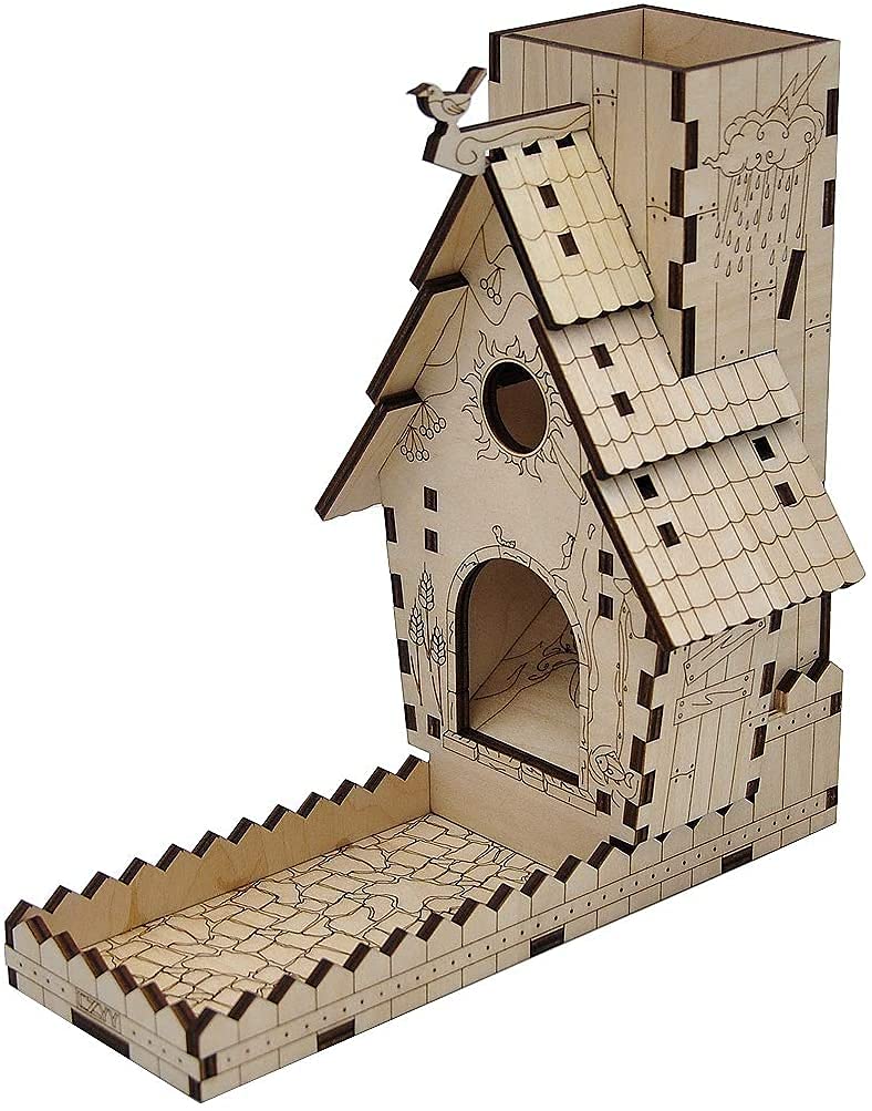 Viipha CZYY Bird Feeder Dice Tower with Tray Wood Laser Cut Perfect for Wingspan and Other Tabletop Games