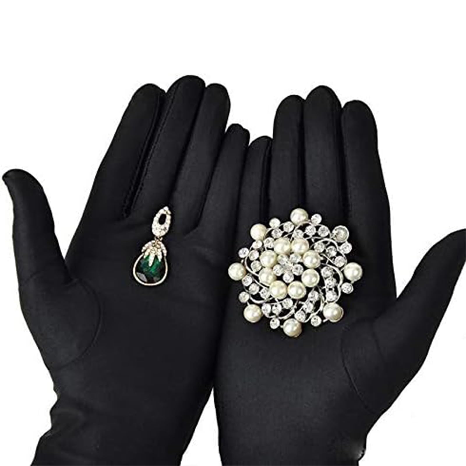 THE WHITE SHOPTHE WHITE SHOP 2PCS Full Finger Microfiber Cleaning Polishing Watch and Jewellery Handling Soft Gloves,Microfiber Gloves Dusting Fingerprint Proof for Lens Optics Jewelry (Black)