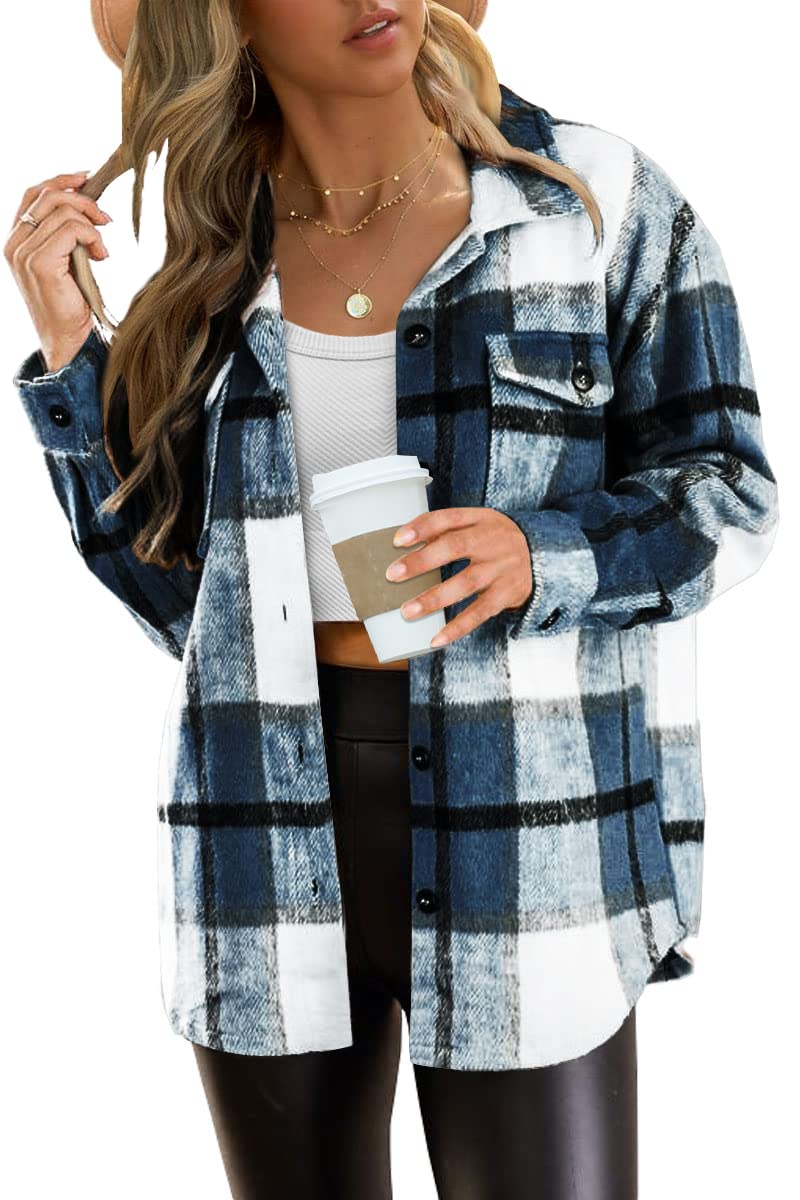 AUTOMETWomens Fall Outfits Fashion Clothes Shackets Flannel Plaid Button Down Long Sleeve Shirts Jackets 2024