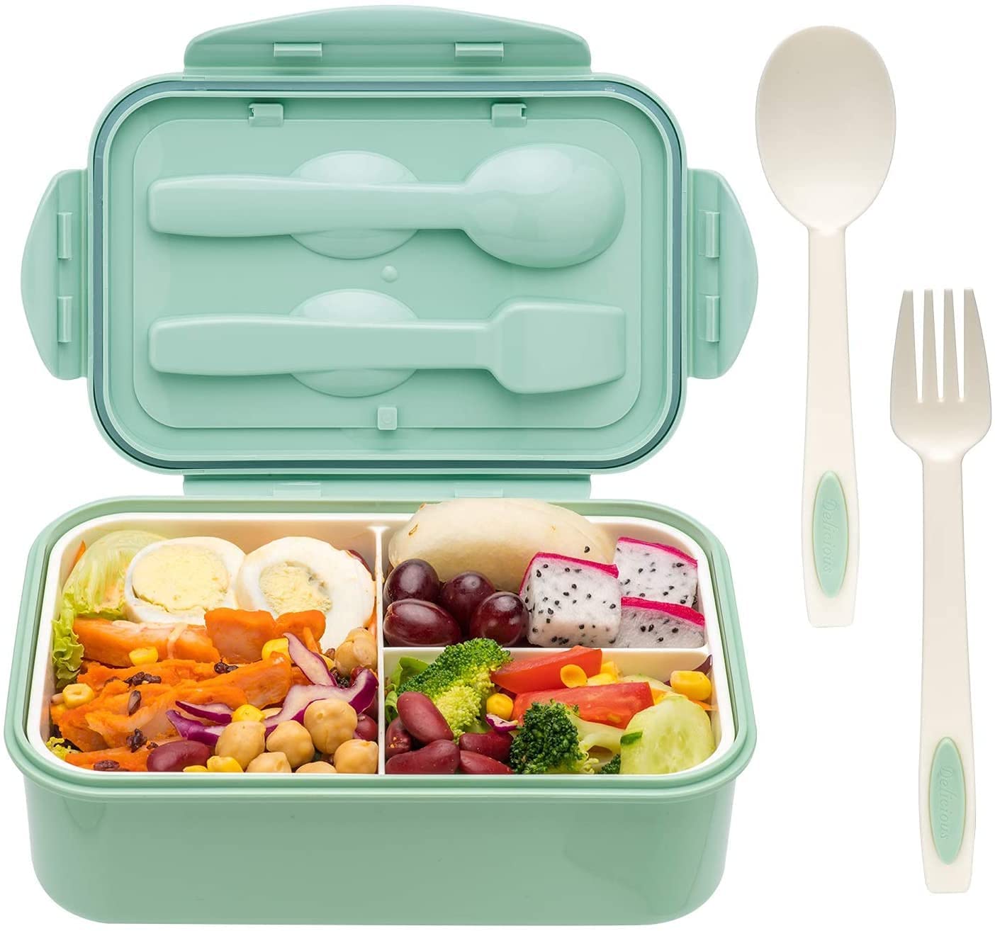 RYLAN Lunch Boxes for Adults - 1100 ML Lunch Box for Kids Childrens with Spoon & Fork - Durable Perfect Size for On-The-Go Meal, BPA-Free and Food-Safe Materials.