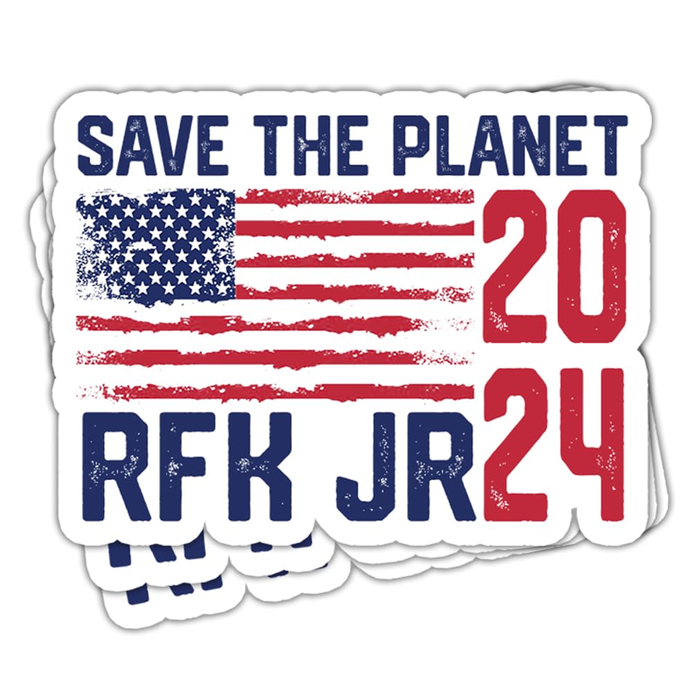 HOSALA (3Pcs/Pack) Save The Planet RFK JR 2024 Sticker RFK JR for President 2024 Sticker Vote for Robert F. Kennedy Jr. Sticker Kennedy 2024 Sticker Gift Decoration Graphic Helmet Bumper- 3x4 Inch