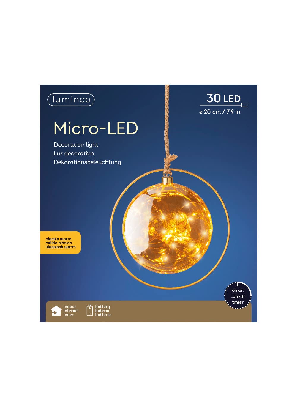 'Lumineo 486317 Micro LED Ball Amber 20 cm