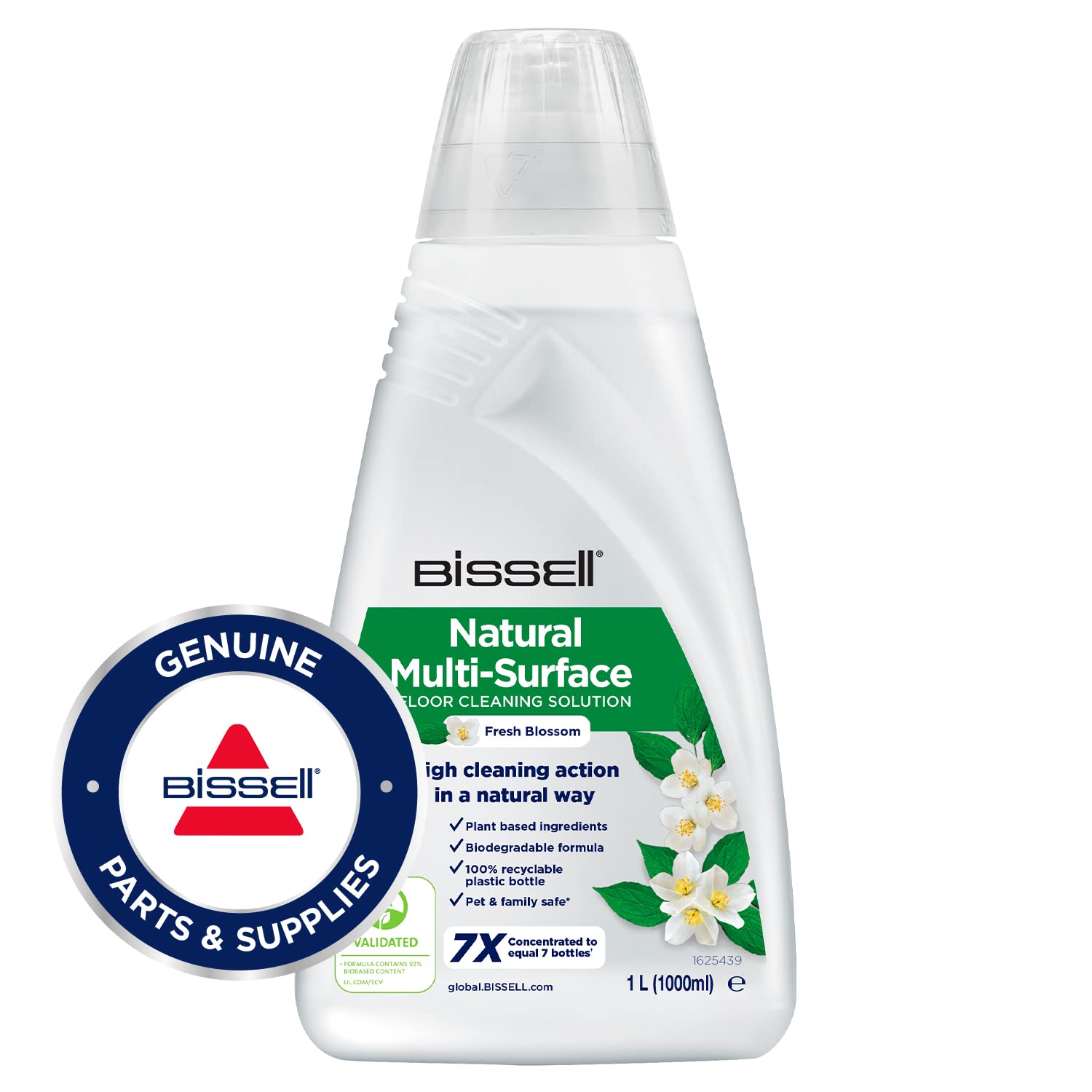 BISSELLNatural Multi-Surface Floor Cleaning Solution, 1L | for CrossWave, SpinWave, SpinWave Robot and HydroWave | Plant Ingredients, Safe for You and Your Pet | 3096