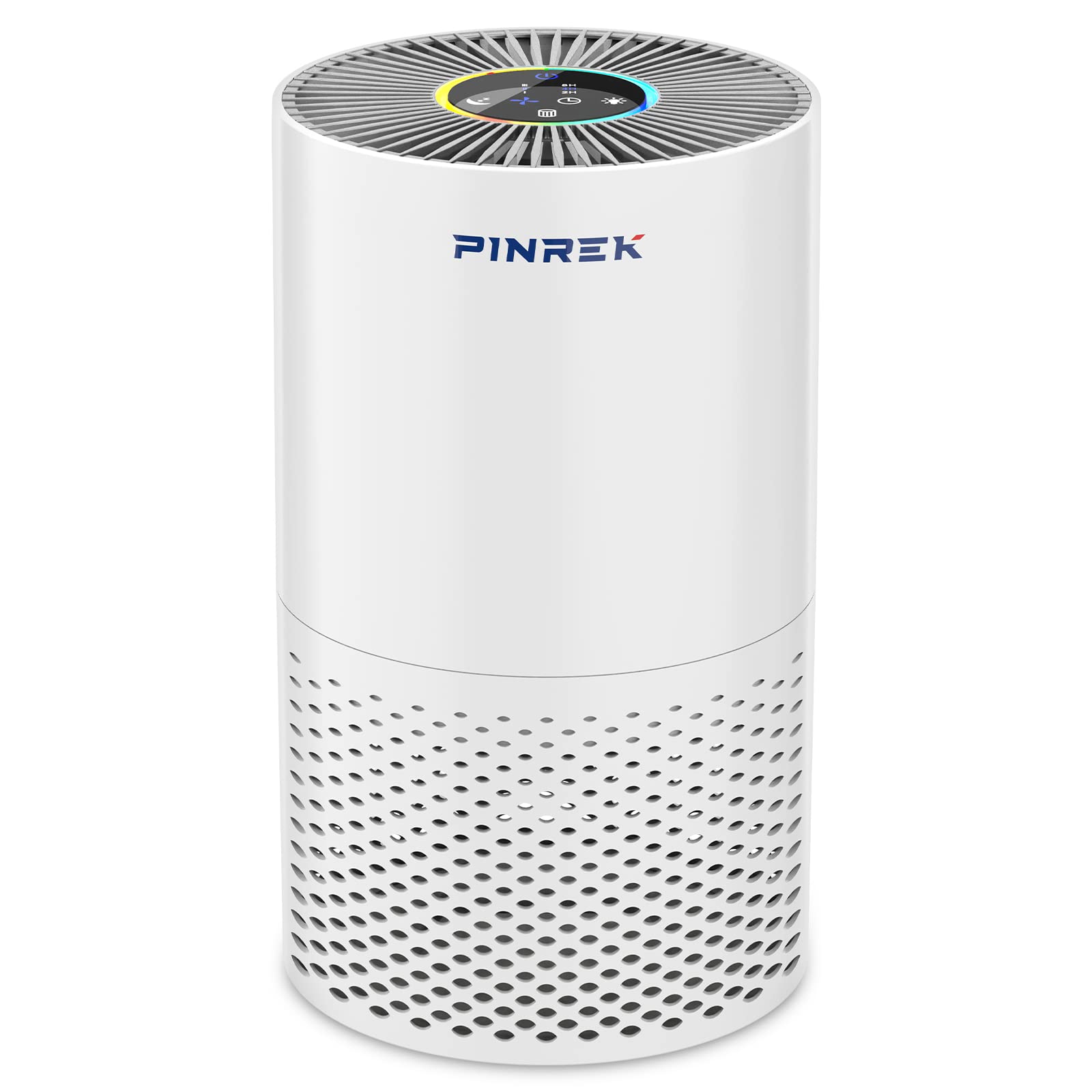 PINREKAir Purifiers for Home Bedroom, up to 50m², 4 Stage H13 HEPA Filter Air Cleaner with Touch Screen Display, Timer, Colorful Night Lights, 24dB Quiet for Large Room/Office(P600)