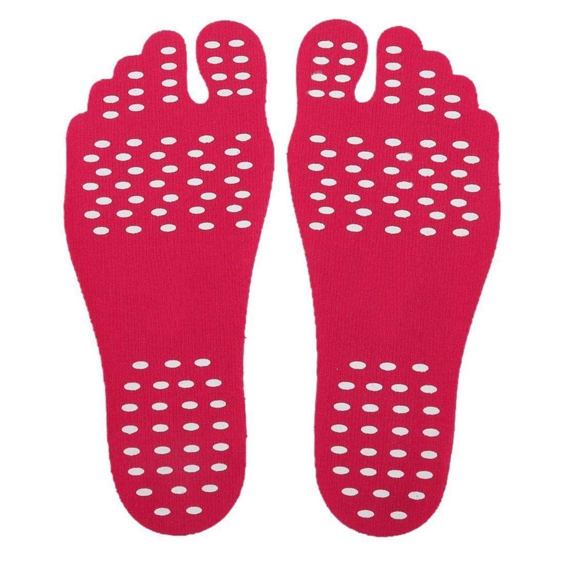 Adhesive Pad,Invisible Shoes for Water,Barefoot Shoes,Nakefit Stick on Foot Soles with Anti-slip and Waterproof Design for Barefoot Lover, Summer Activities -(M- PINK)