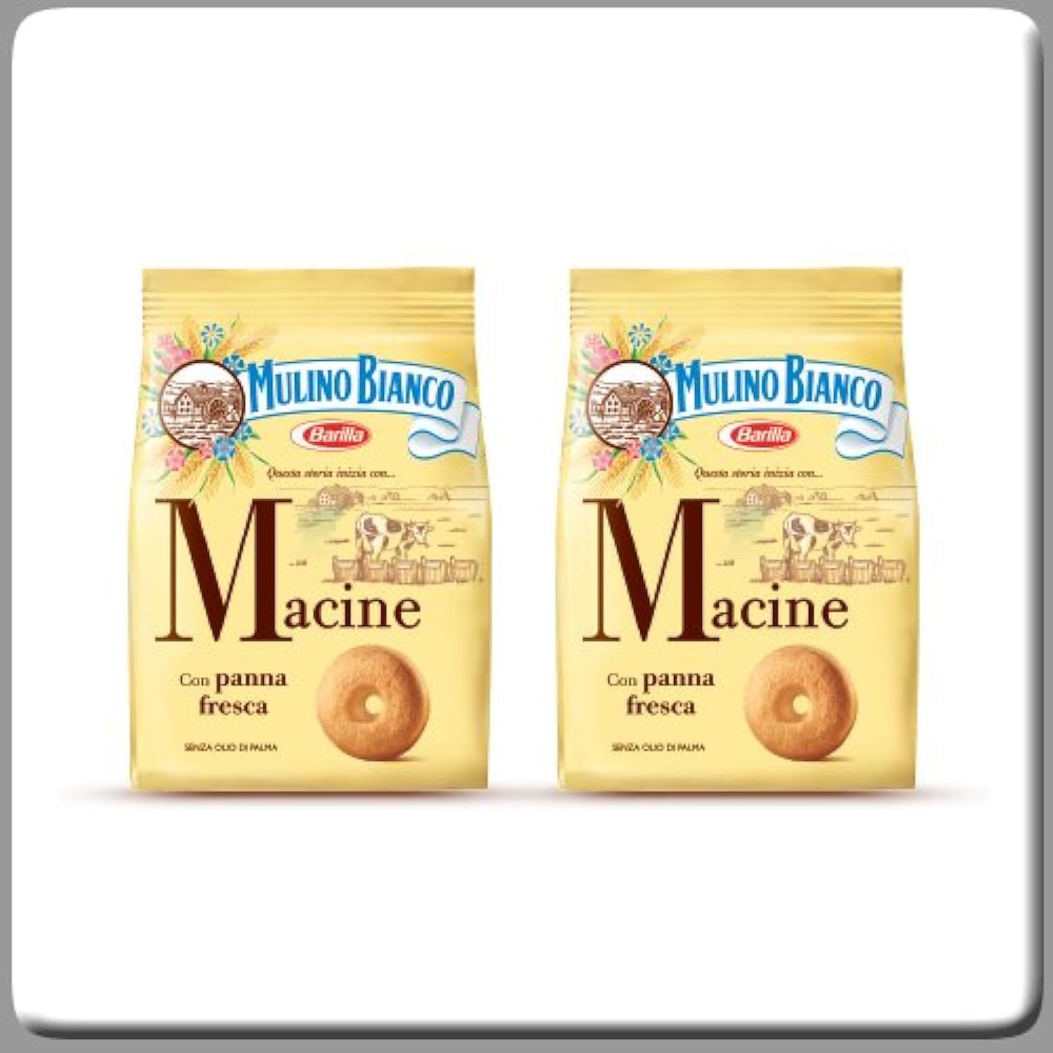 Mulino Bianco: "Macine" Shortbread cookies Cream - 12.3 Oz (350g) Pack of 2 [ Italian Import ] …