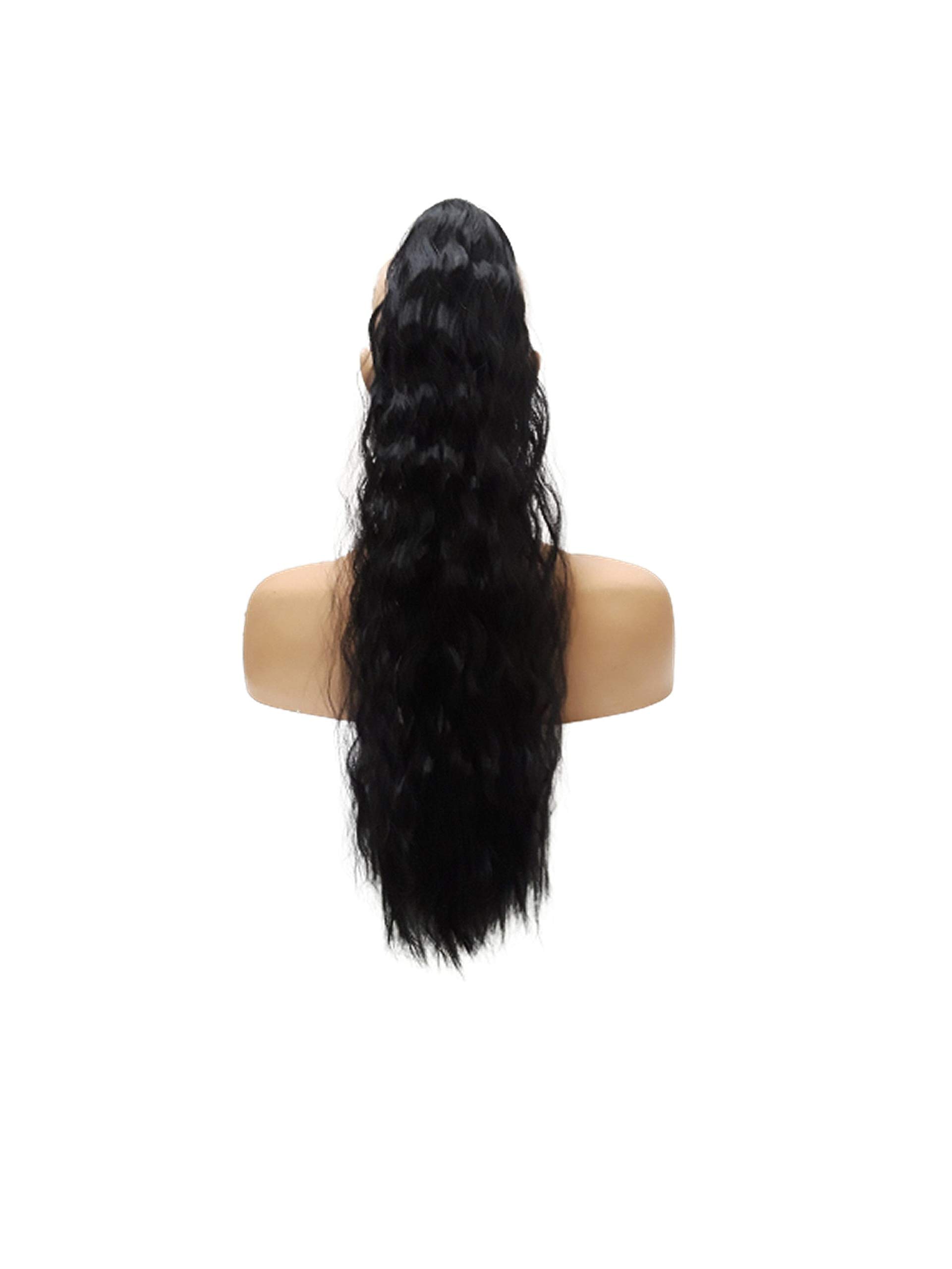 Wave Wavy Ponytail Extension Heat Resistant Wavy Synthetic Drawstring Ponytail Hairpiece 1B