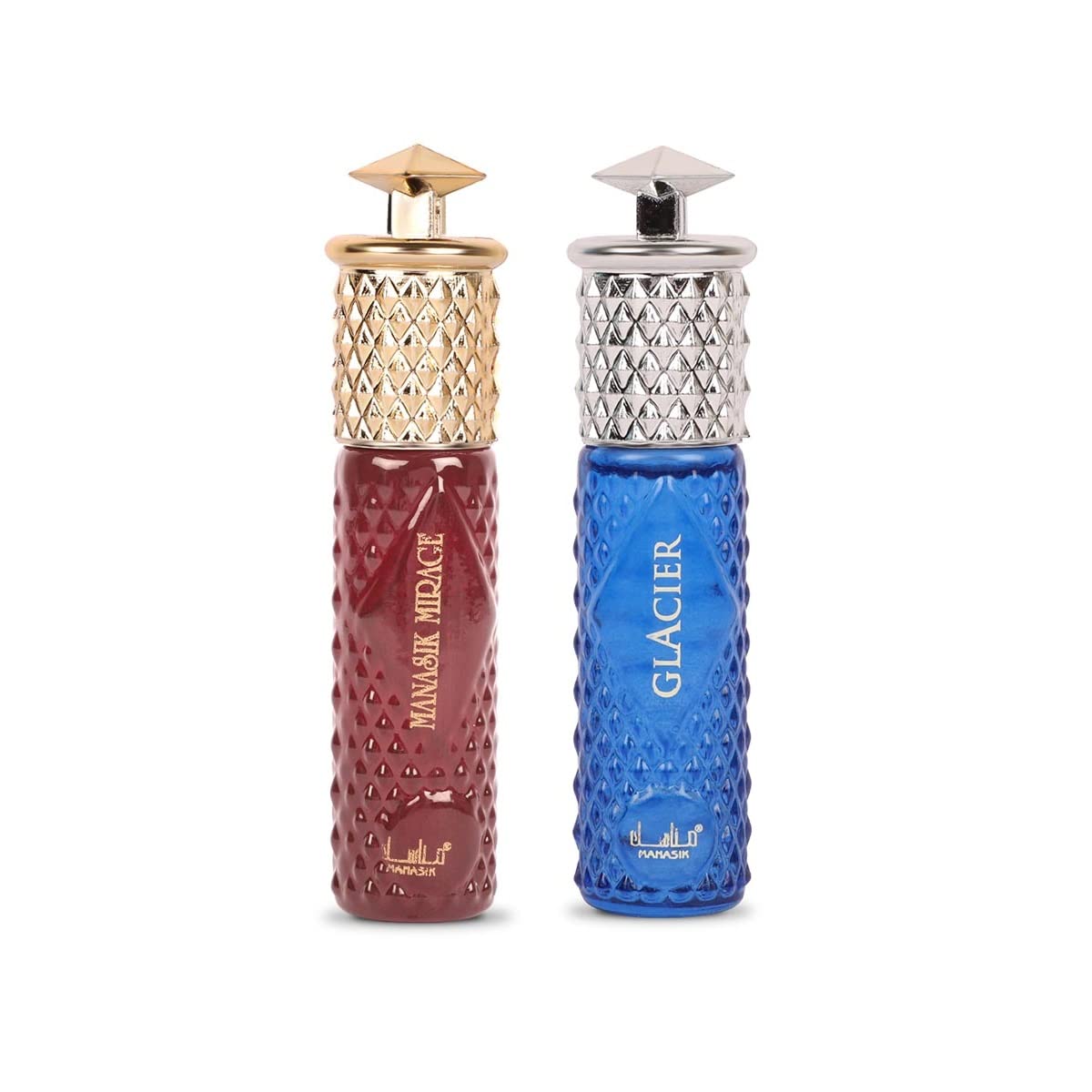 Manasik Set of 2 Alcohol Free Premium Attar, Mirage & Glacier, Fresh & Soothing Fragrance, Long Lasting Roll on Itra For Men & Women, 6ml Each