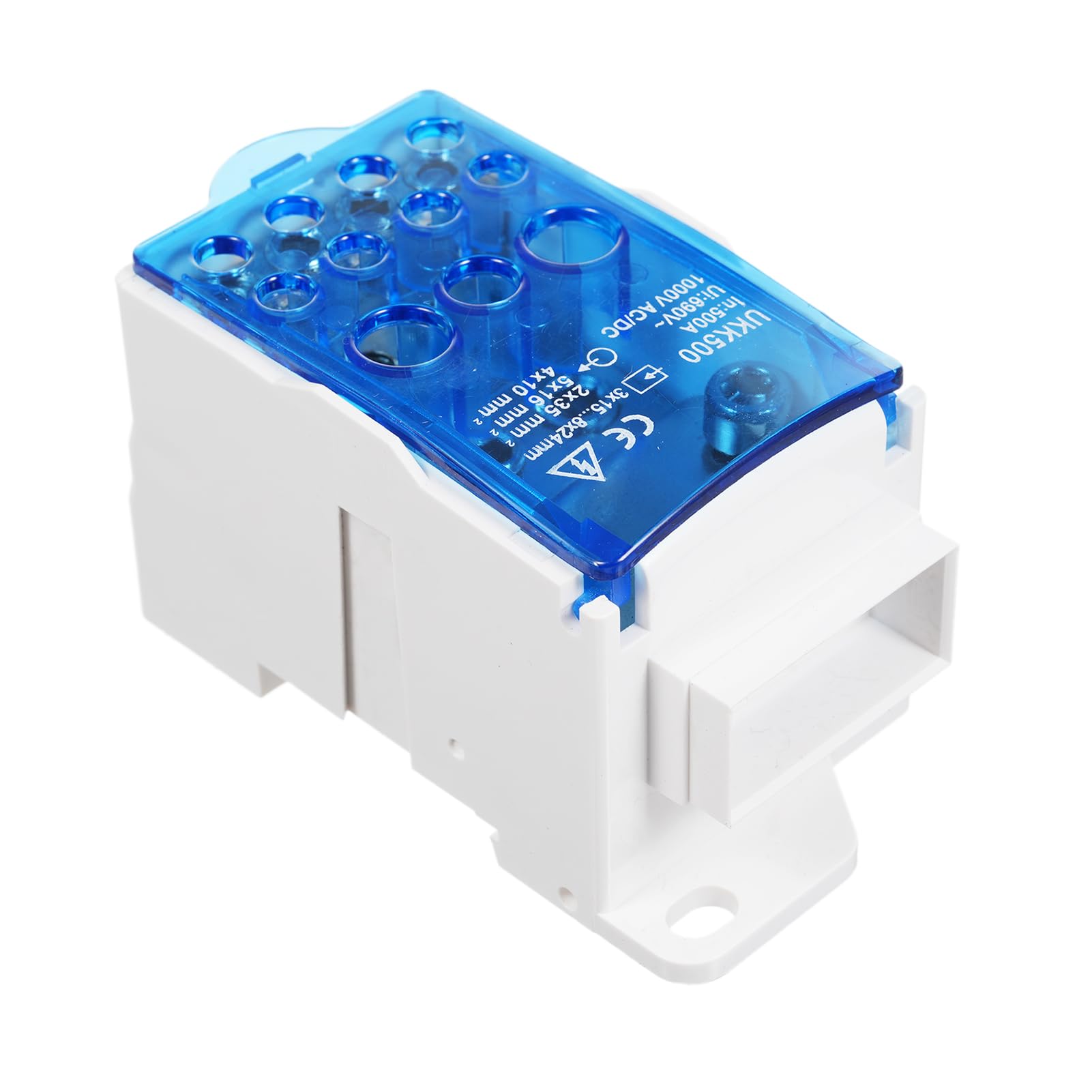 Joleritc 1 Pack 11 Positions Screw Terminal Strip Blocks with Cover Junction Box Branch Box Din Rail Terminal Block Wire Box Cabinet Wire Splitter Connector UKK500A