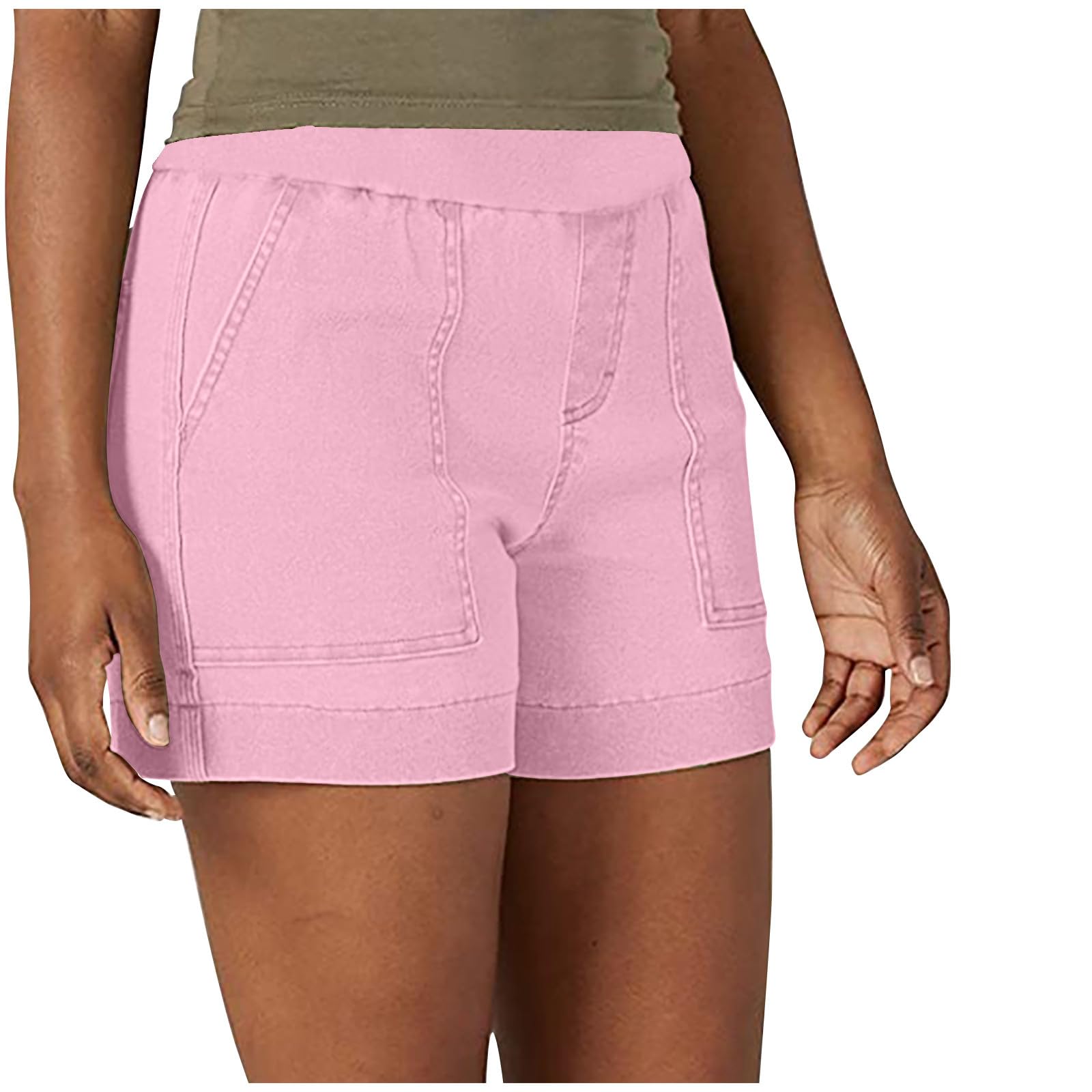 Womens Stretch Twill Shorts, Plus Size Hiking Shorts with Pockets Summer Casual Athletic Shorts Bermuda Shorts S-4X