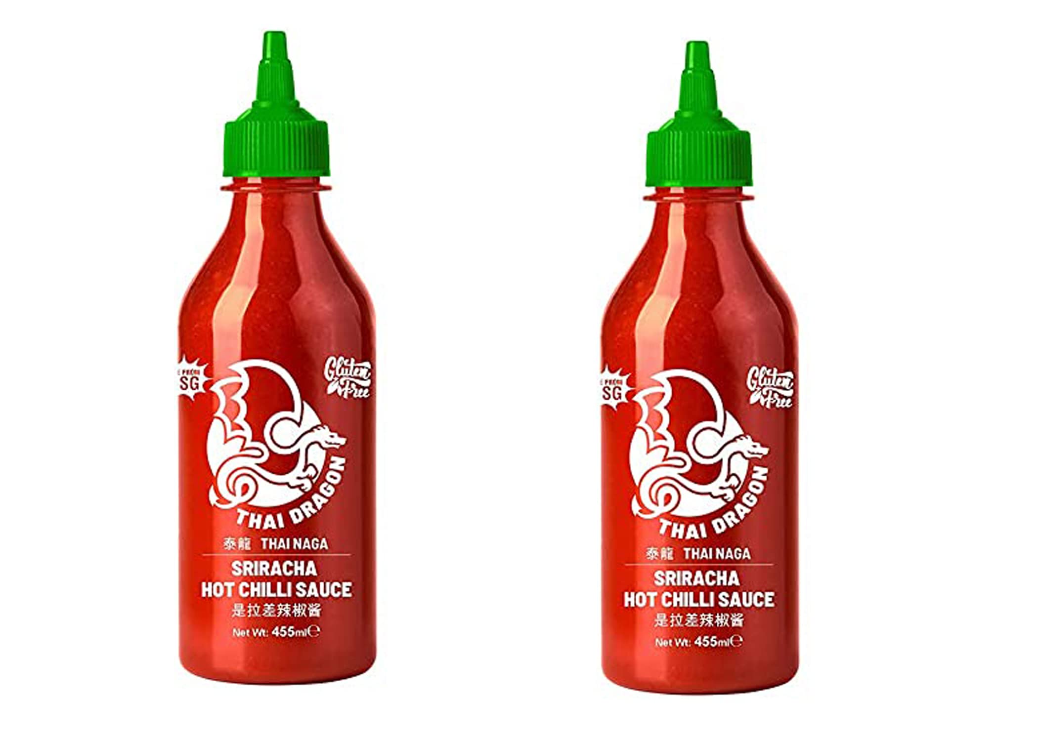 Thai Dragon Sriracha Hot Chilli Sauce 455ml (Pack of 2) - Used as Taste Enhancer for Meals Oriental Foods and Snacks – Natural Ingredients