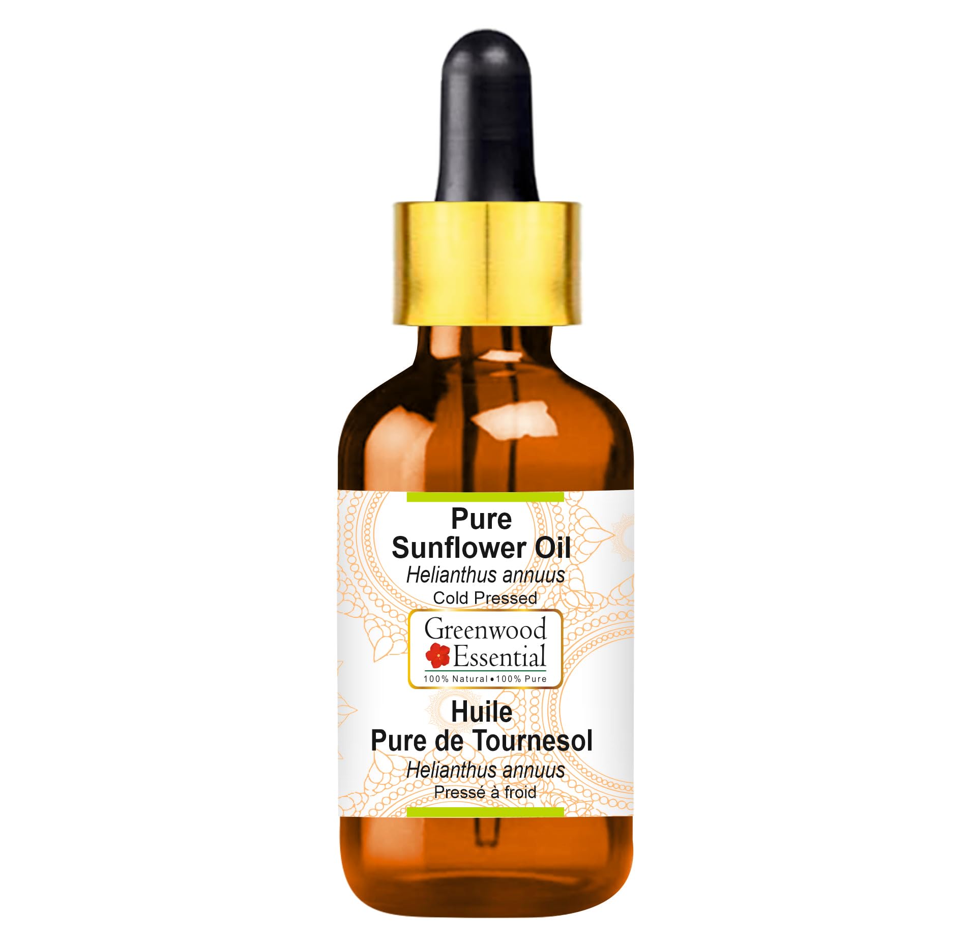 Greenwood Essential Pure Sunflower Oil (Helianthus annuus) with Glass Dropper Cold Pressed 30ml