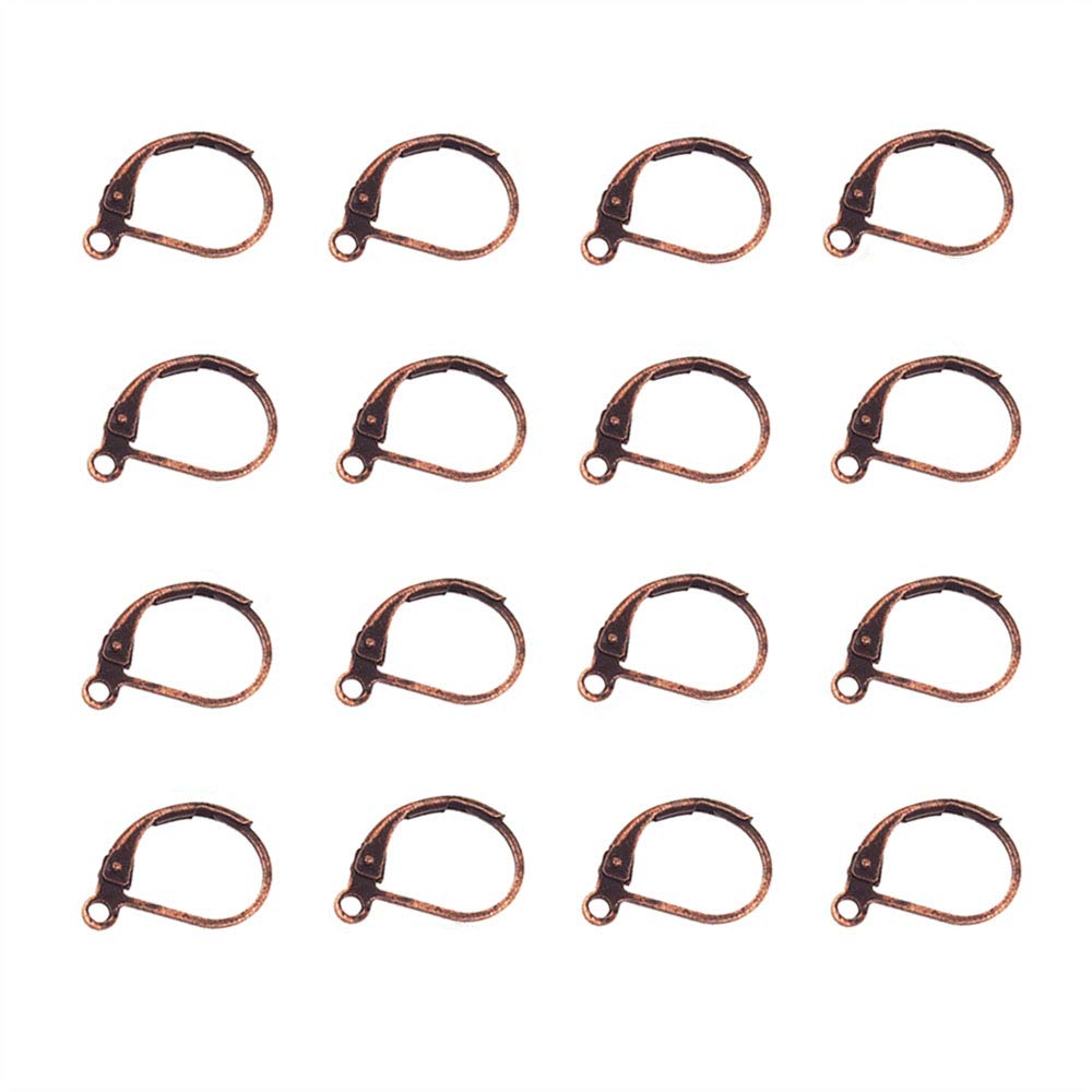 (Red Copper) - Dealglad 100Pcs Brass Lever Back Hoop Earring French Hook Ear Wire with Open Loop for Jewellery Making (Red Copper)