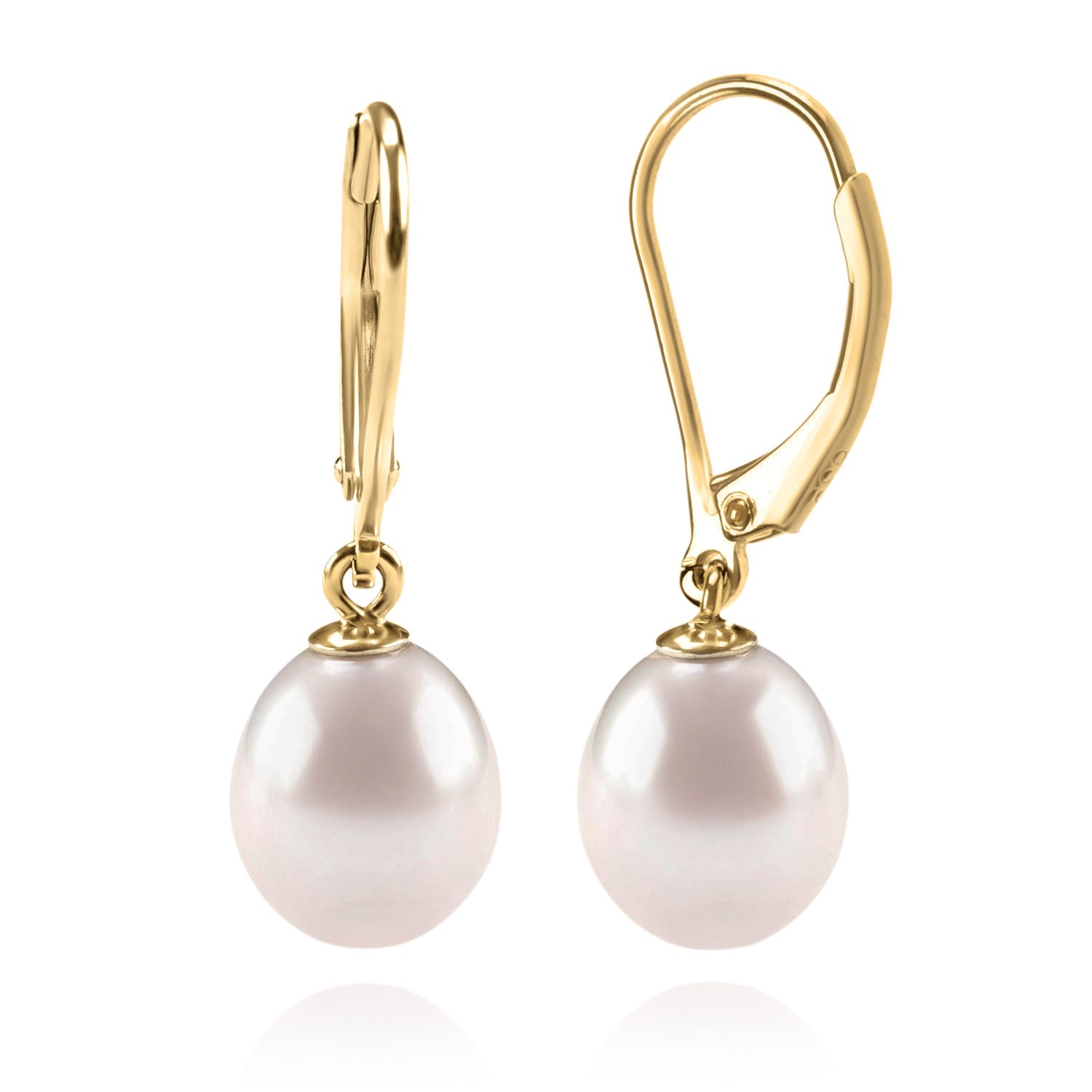 PAVOIHandpicked AAA+ Quality Freshwater Cultured Pearl Earrings Leverback Dangle Stud Pearl Earrings