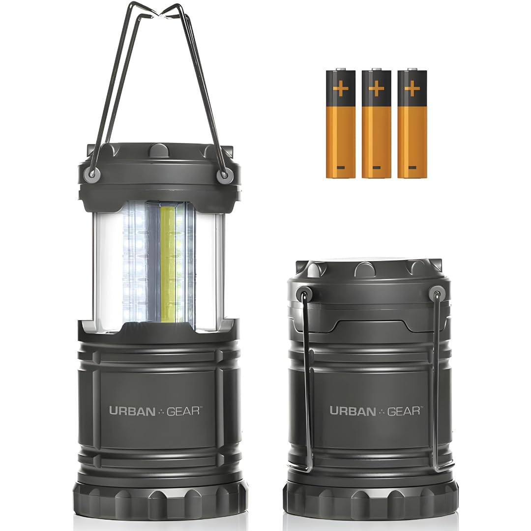 Lewis N. Clark Collapsible Camping Lantern | LED Portable Lantern for Indoor or Outdoor Use | Waterproof Lamp with Batteries Included | for Camping, Backpacking, Hiking, or Power Outage | Gray