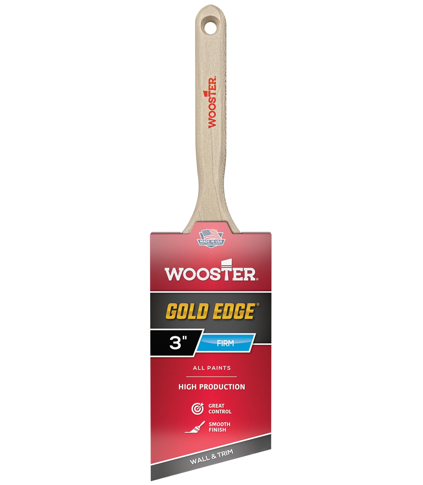 Wooster Brush Gold Edge Angle Sash Paintbrush, Polyester, None, 3 Inch