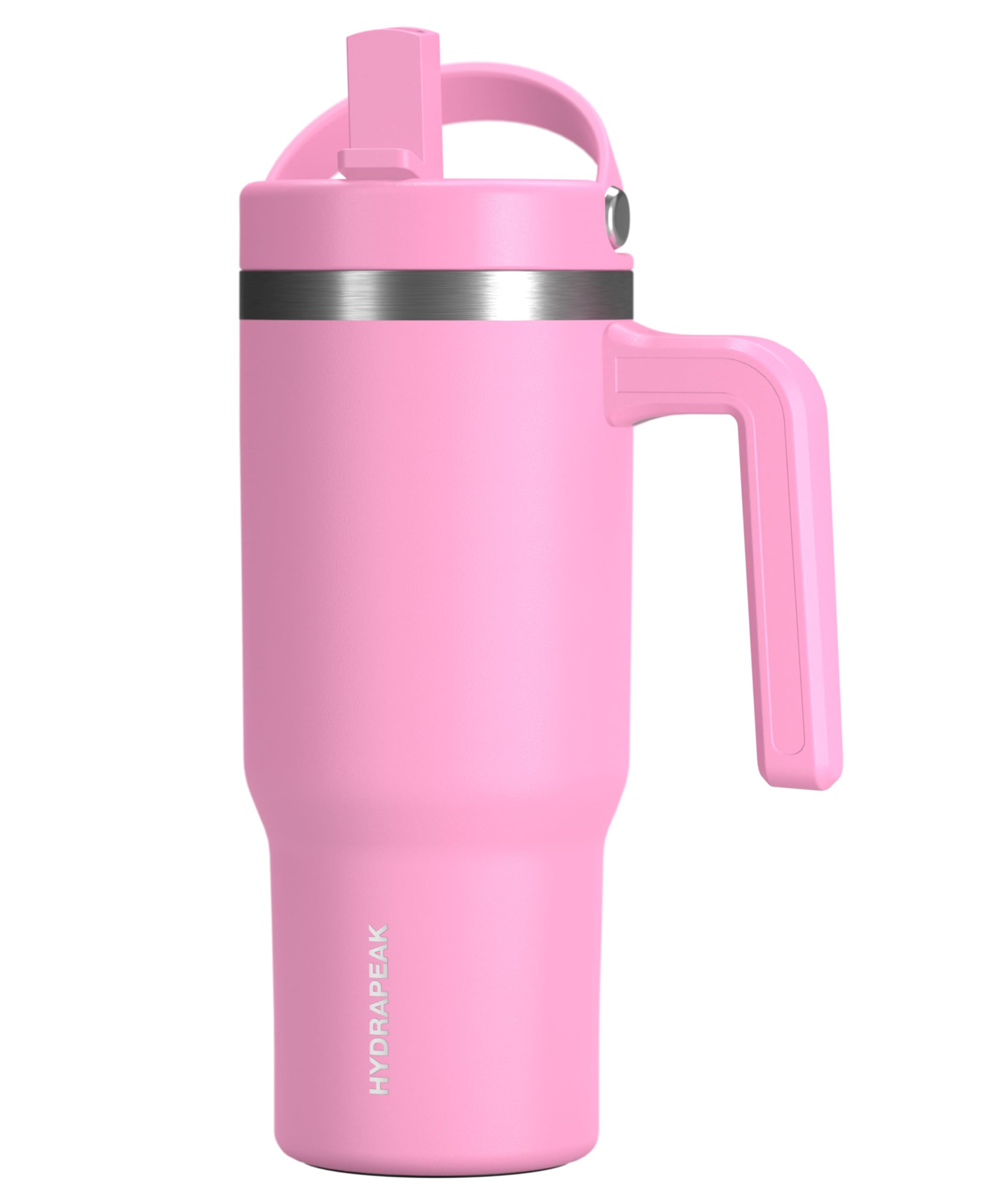 Hydrapeak Kids Voyager 18 oz Tumbler with Handle and Flip-Up Straw Lid | Spill Proof and Leak Resistant | Reusable Stainless Steel Water Bottle | Gift for Kids Boys Girls | Bubblegum