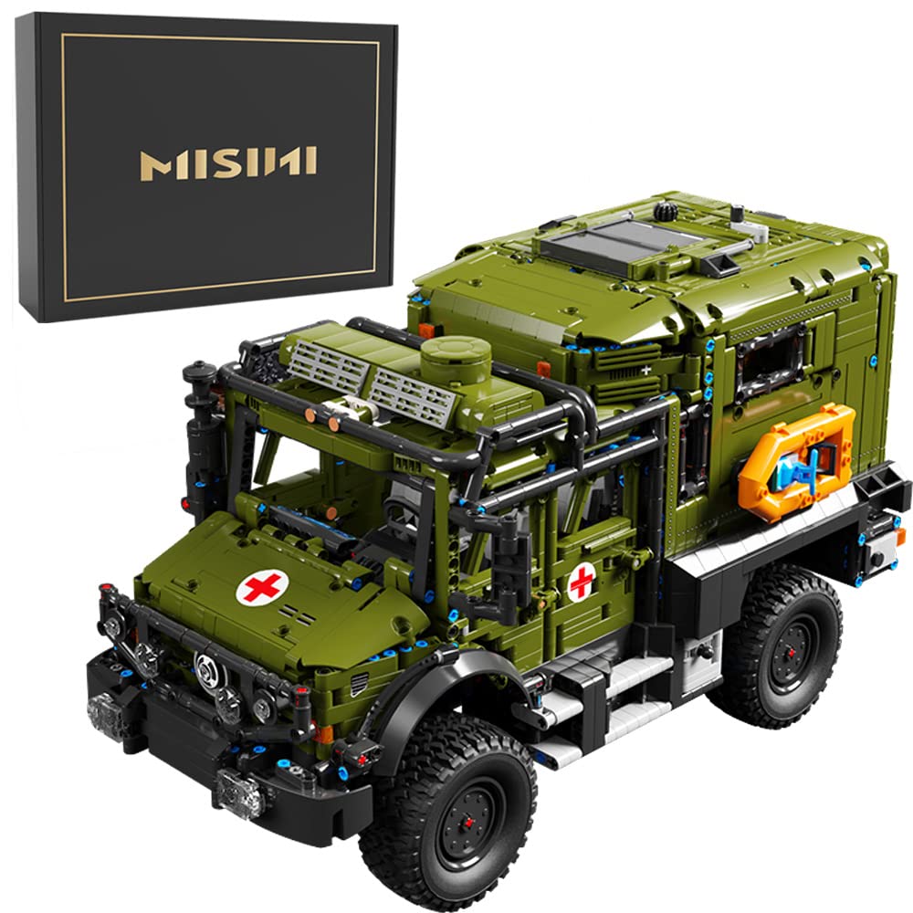 MISINI Taigaole T4023 Unimok Rescue Vehicle Building Blocks, 3850 Pieces Military Ambulance Model Kit, MOC Large Truck Toy Gifts for Adults - Static Version