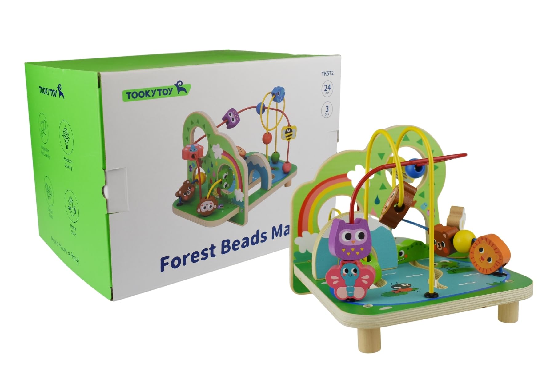 'Tooky Toy Children's Wooden Maze, Colorful Forest Roller Coaster