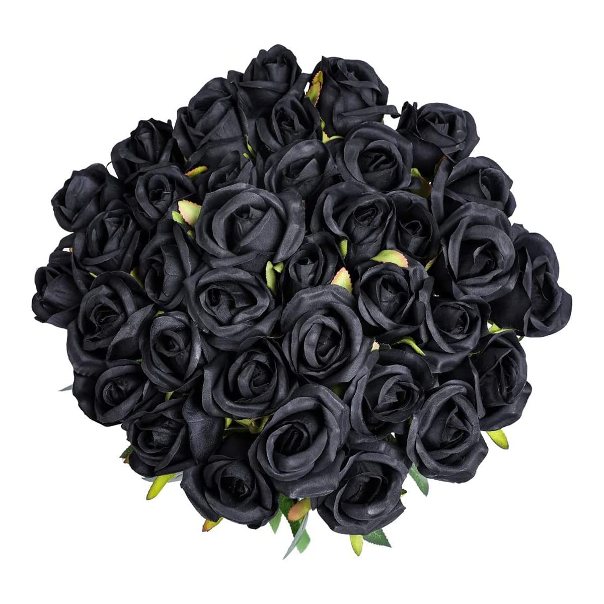 Fake Rose Flower Heads, 50 Pack Artificial Black Rose Flower Heads, 1.2 Inch Mini Realistic Silk Rose Head for Crafts Wedding Home Decoration Party Marriage Car Shoes Hats Corsage Accessory Decor