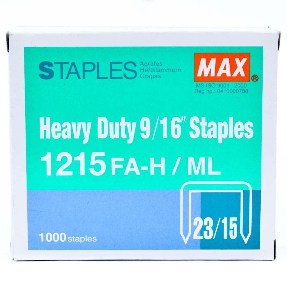 Max USA HD-12F Flat Clinch 1000PK 9/16 Staples, 1k Yield 1215FAH