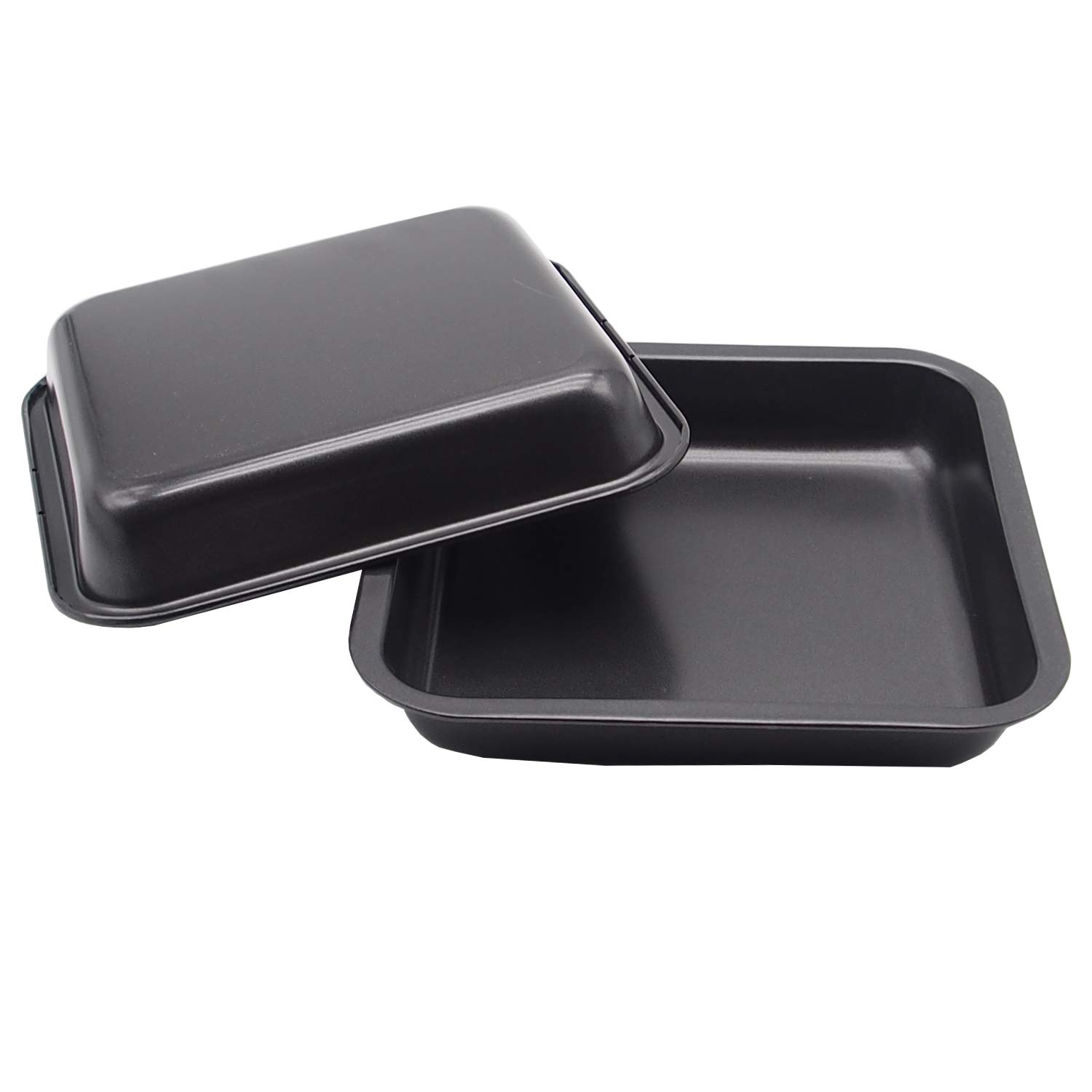 2pcs Mini Baking Pans 8 X 8 Inch ( Inner size: 7.5 X 7.5 Inch) Square Cake Pan Bread Pan Nonstick Heavy Carbon Steel Bakeware for Brownies, Chicken Wings etc by HYTK