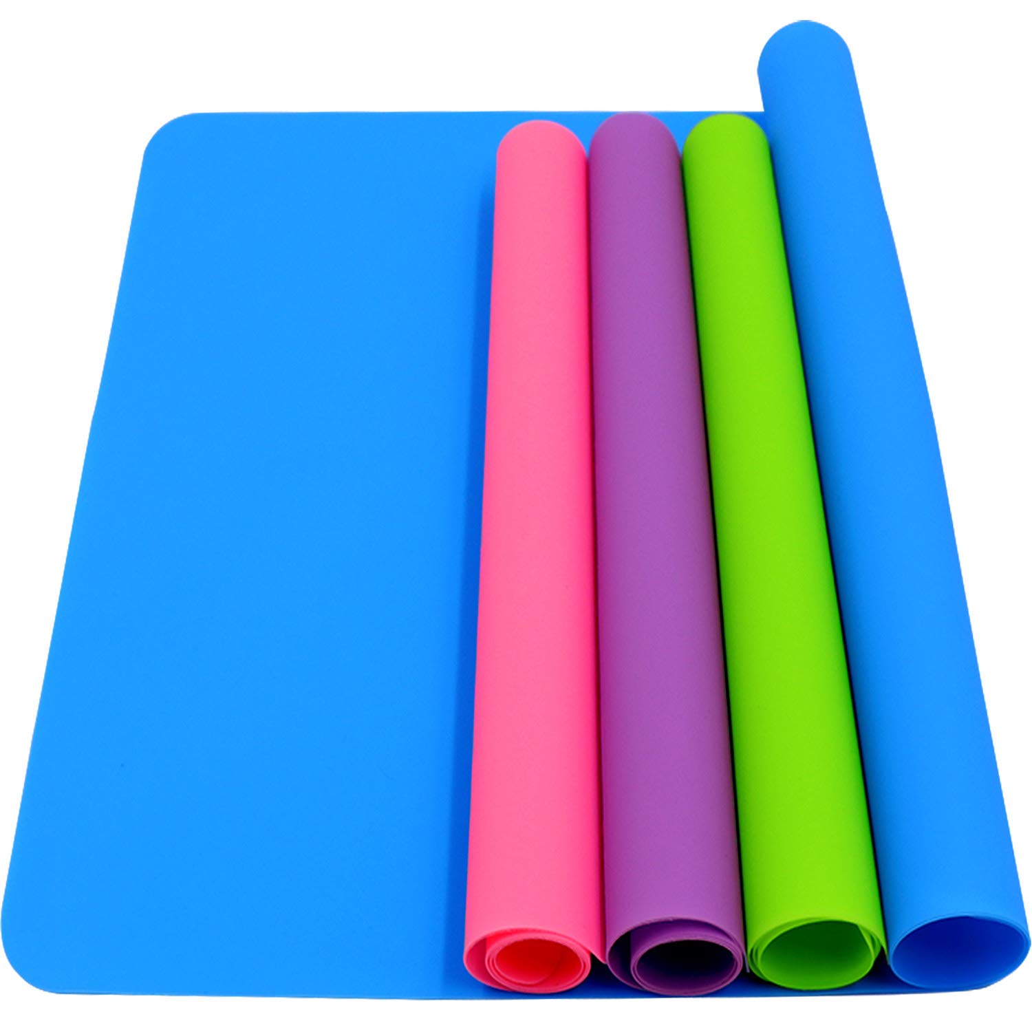 HiGift4 Pack Silicone Mats for Crafts, Silicone Sheet for Crafts Resin Jewelry Casting Mat Pad, Waterproof Nonstick Heat-Resistant, Blue, Pink, Purple, Green (15.7'' x 11.8'' & 11.6'' x 8.3'')