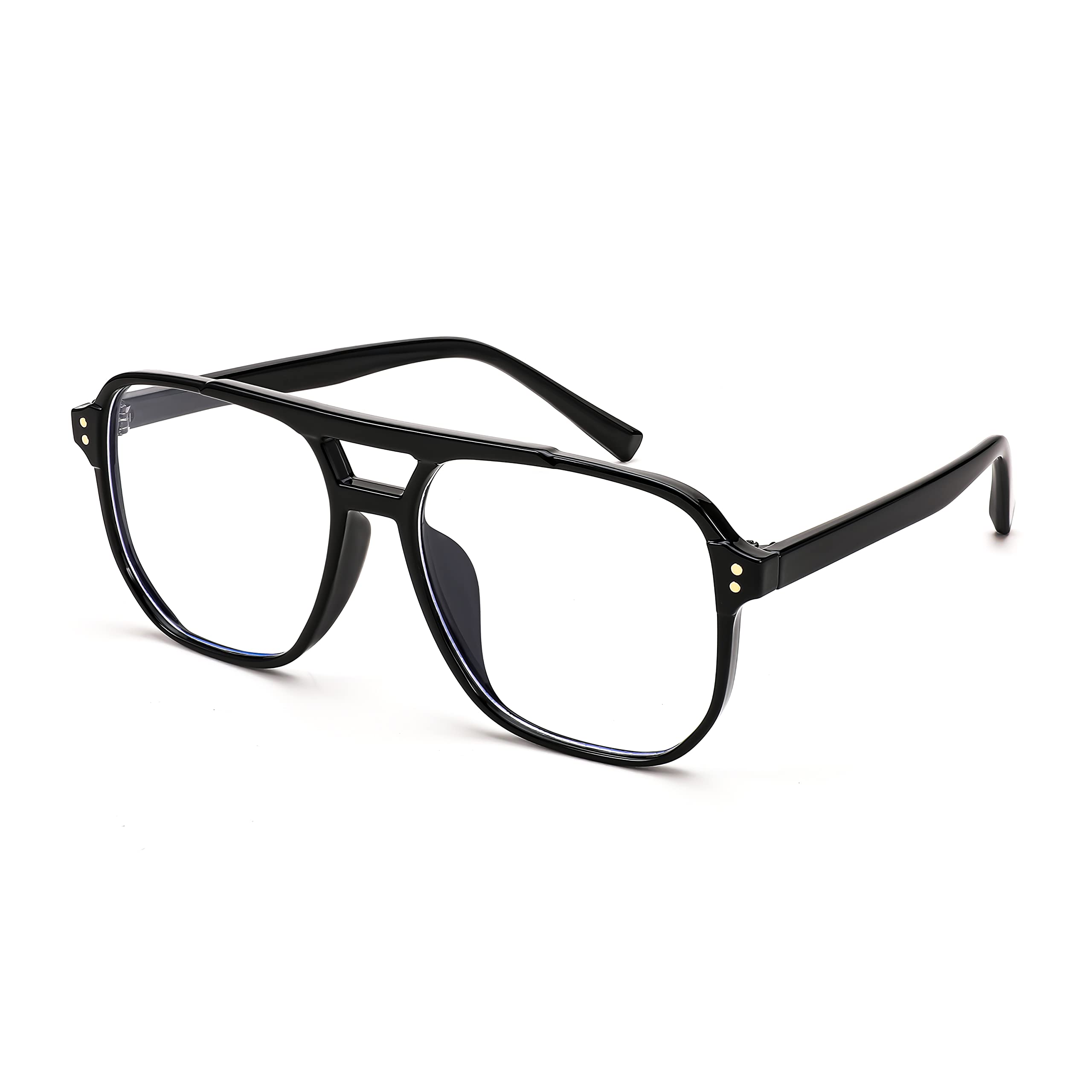 FEISEDYFEISEDY Blue Light Blocking Glasses Fake Nerd Clear Square Computer Lightweight Pilot Glasses Frame Oversized B2866