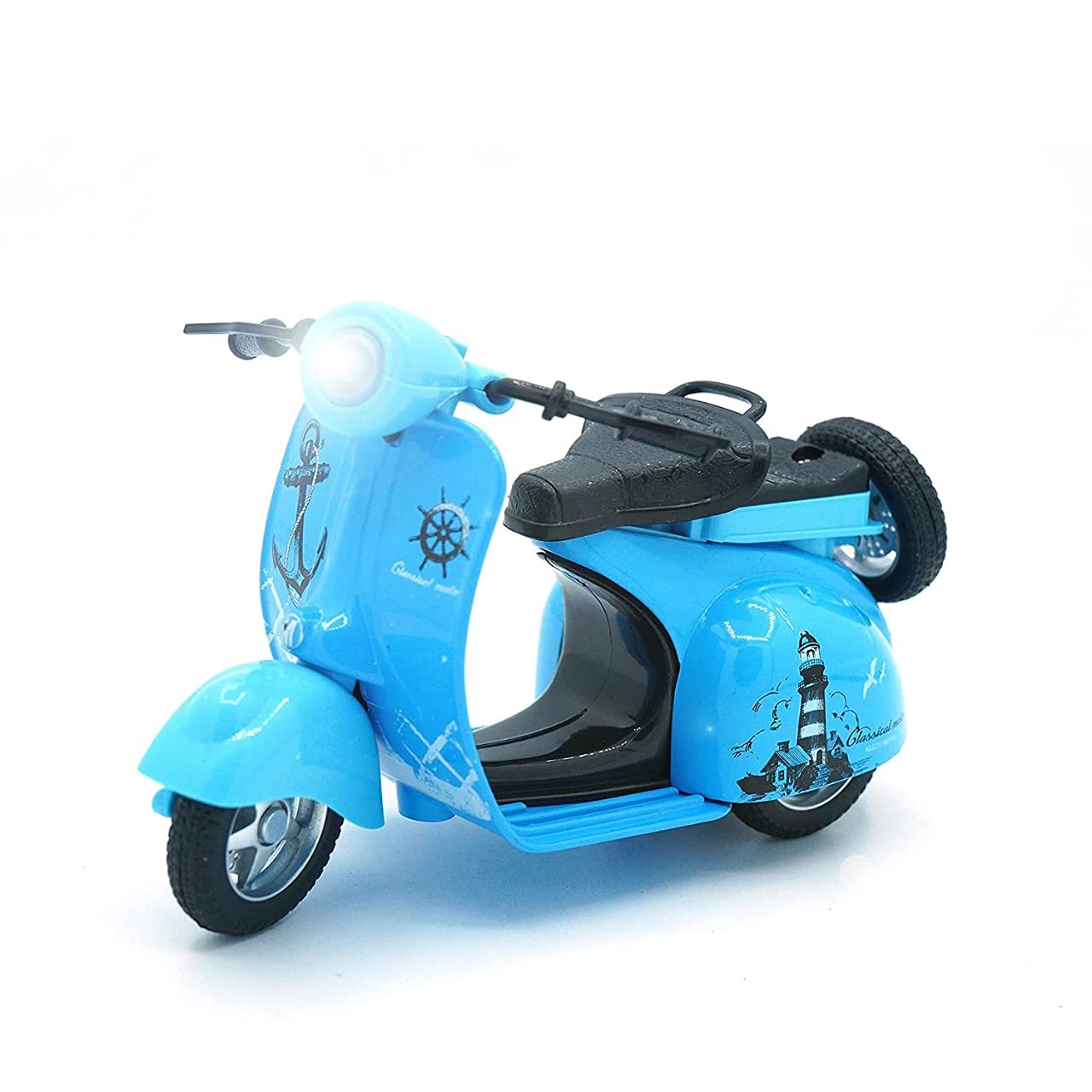 Popsugar 1: 14 Metal Pull Back Motorcycle (Blue) (MY66-M1211 Blue)