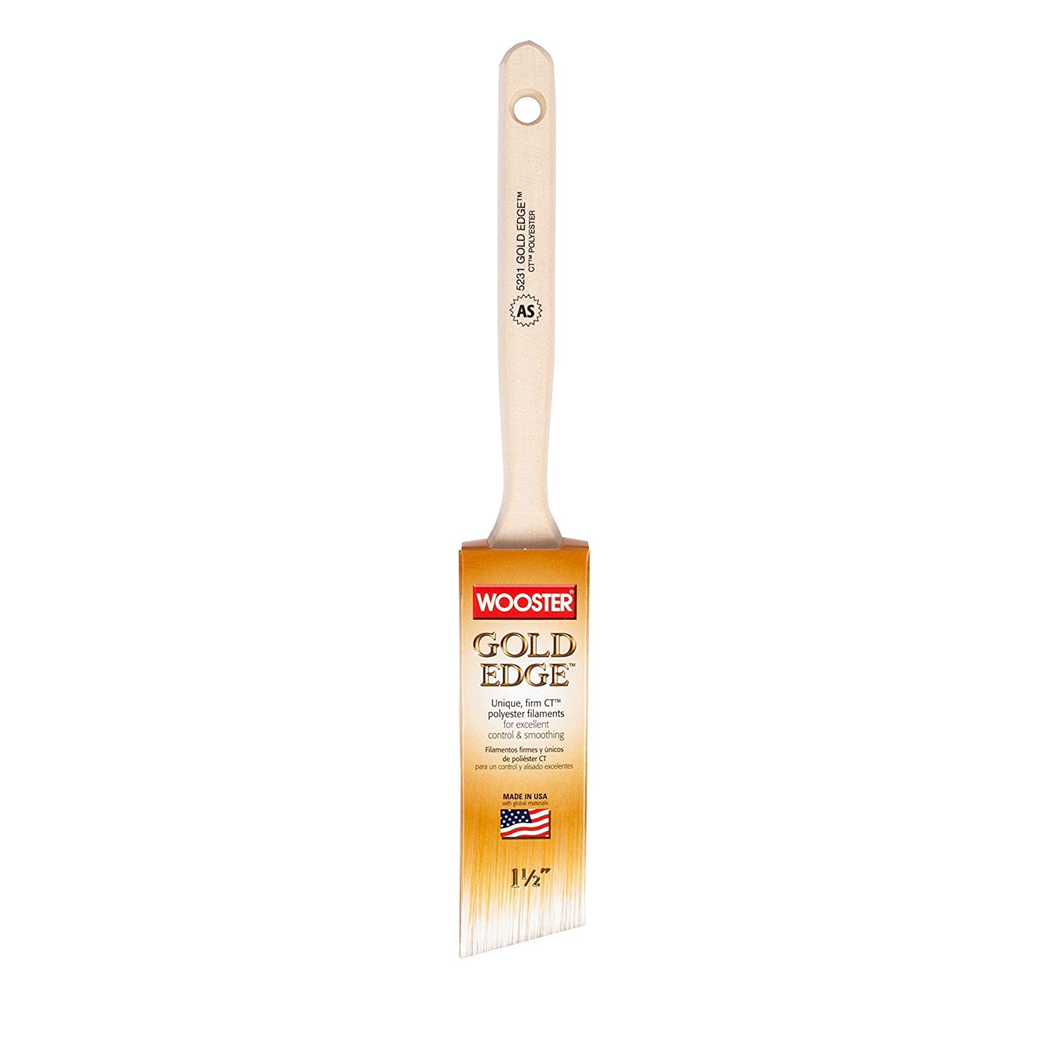 Wooster Brush E5231-1.5 Gold Edge Angle Sash Paintbrush, 1.5-Inch Size