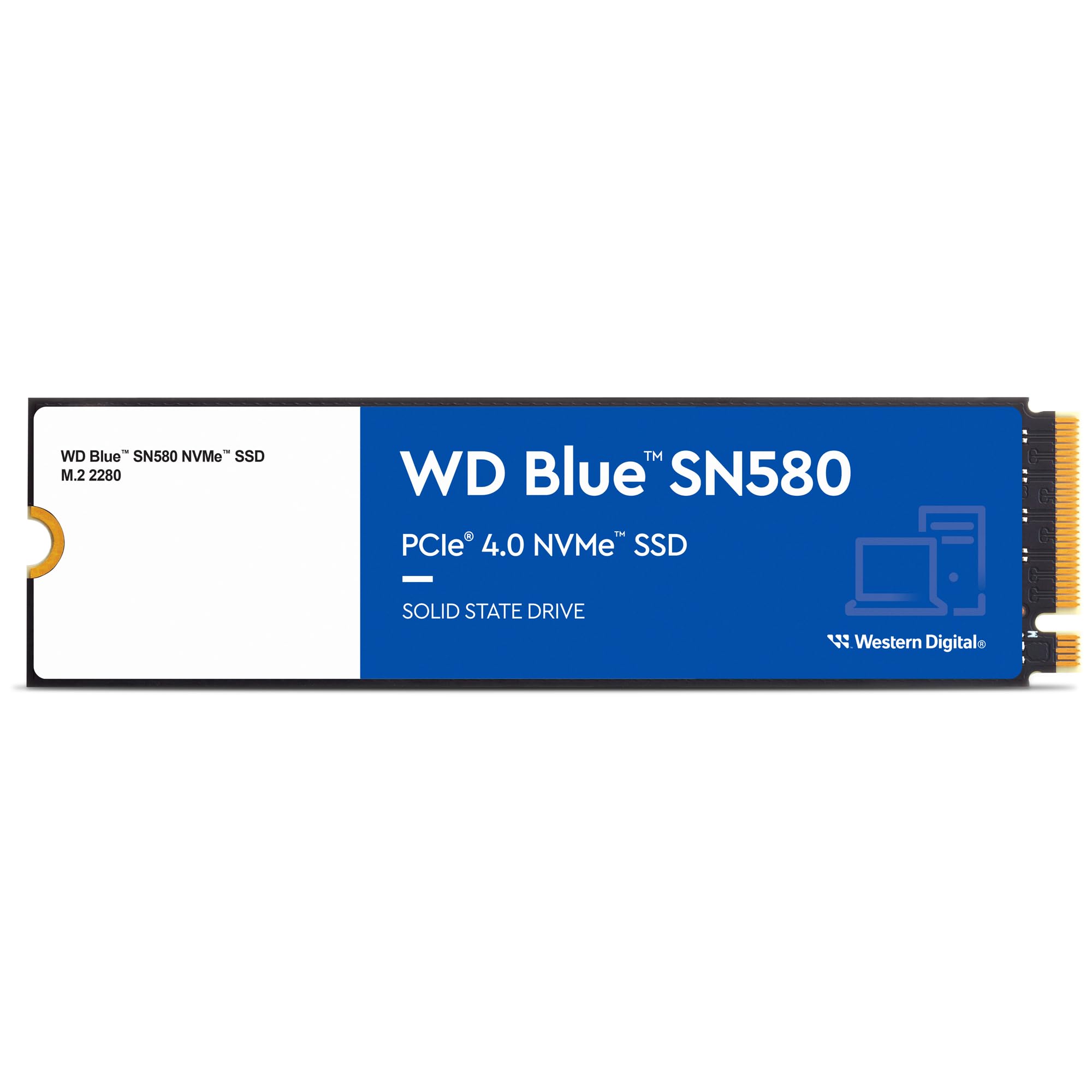 Western Digital 1TB WD Blue SN580 NVMe Internal Solid State Drive SSD - Gen4 x4 PCIe 16Gb/s, M.2 2280, Up to 4,150 MB/s - WDS100T3B0E