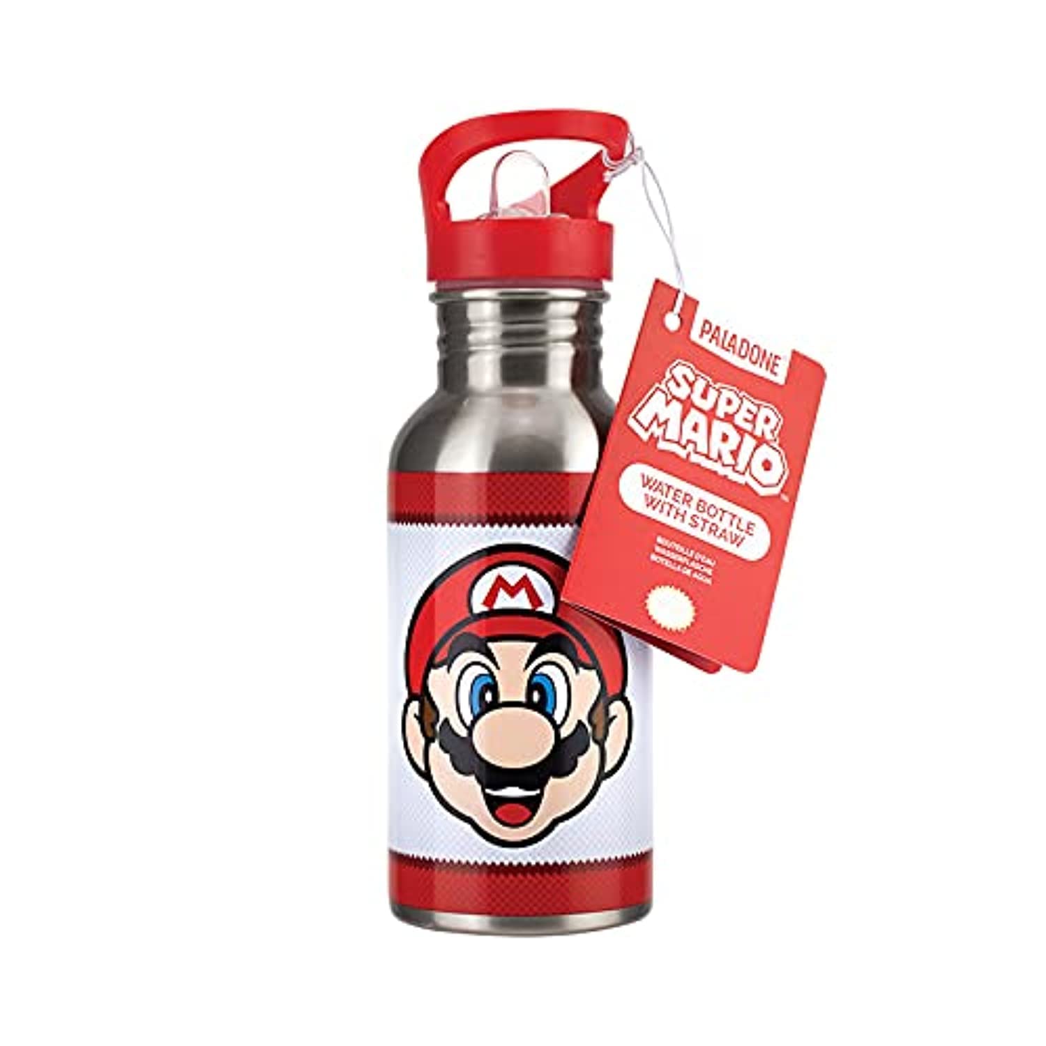 Paladone Super Mario Metal Water Bottle with Straw