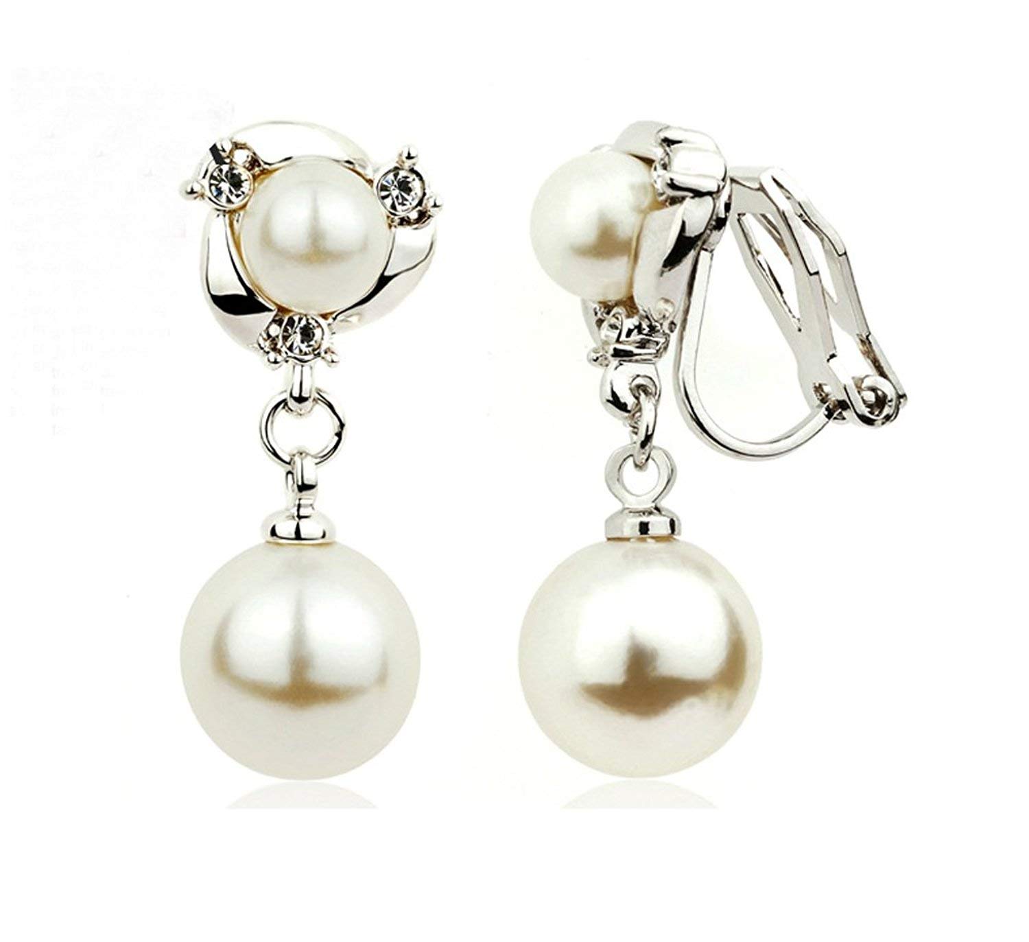 Clip On Earring For Women Pearl Non Pierced Clip Earrings