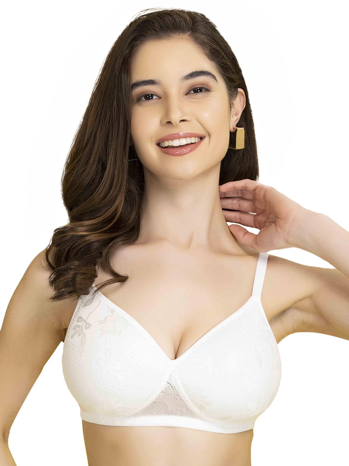 CloviaWomen Lace Padded Non-Wired Bra