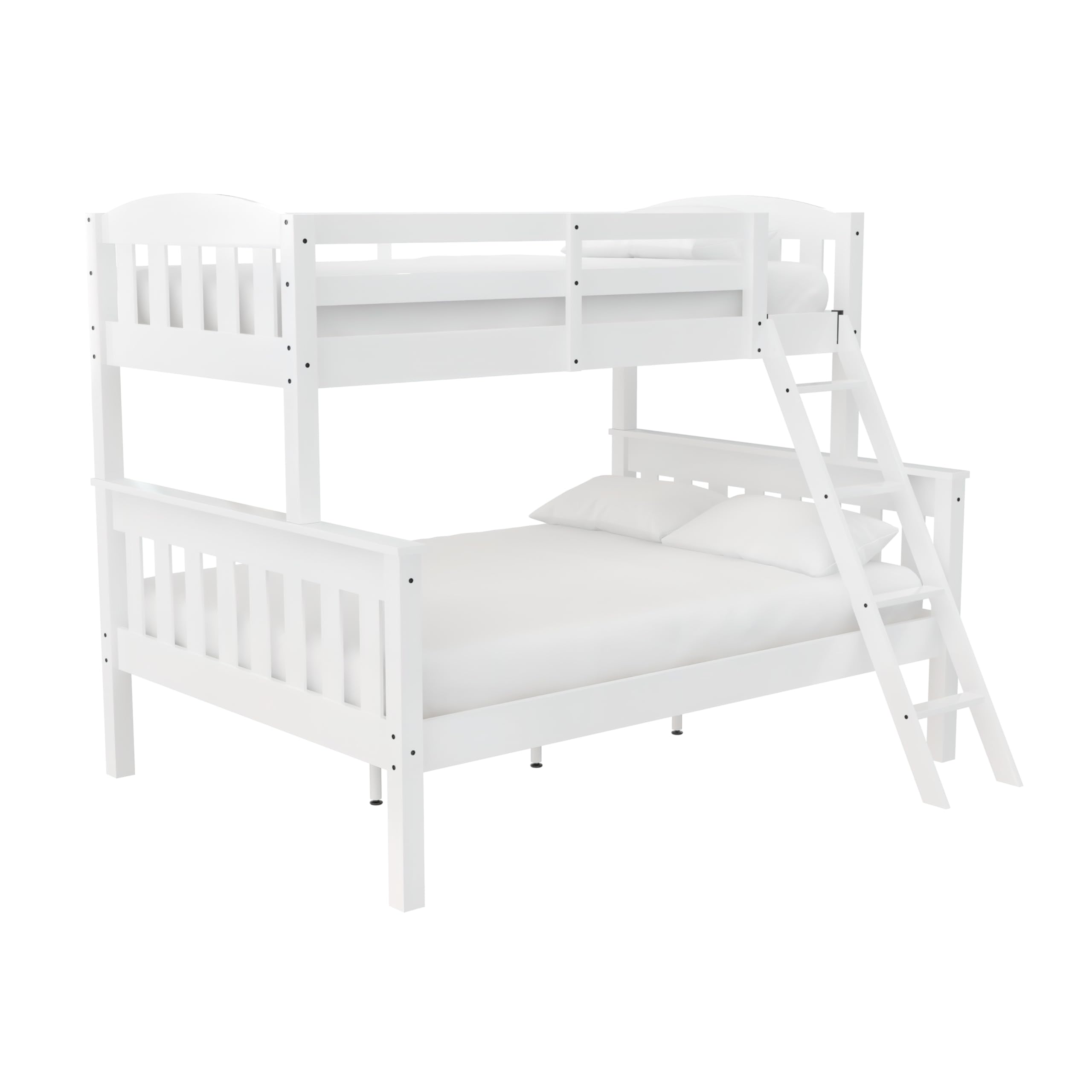 DHP Airlie Twin over Full Bunk Bed, White, Wood Construction, Converts to Twin/Full, 4-Step Ladder, Guard Rails