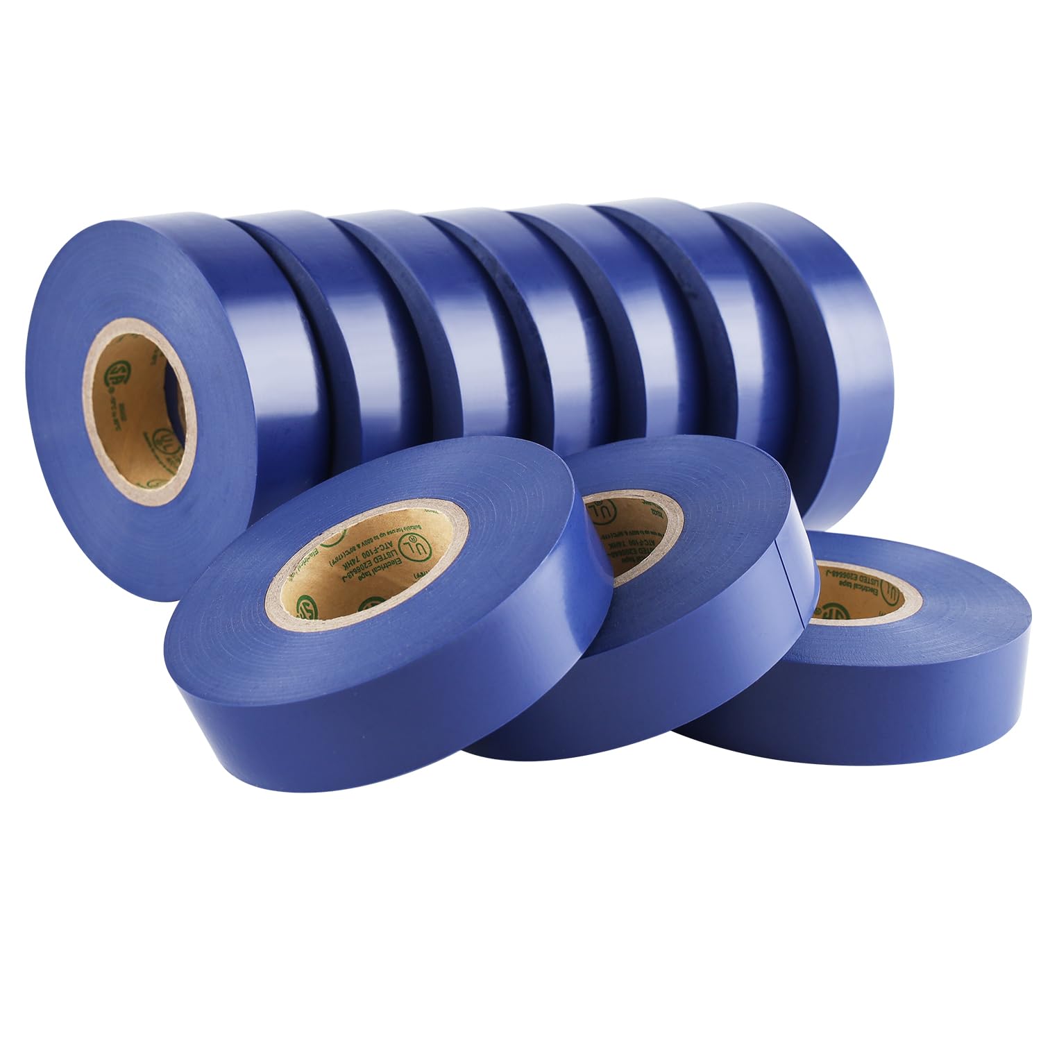 Lichamp 10-Pack Blue Electrical Tape Waterproof, 3/4 in x 66ft, Industrial Grade UL/CSA Listed High Temp Electrical Tape Blue Electric Super Vinyl